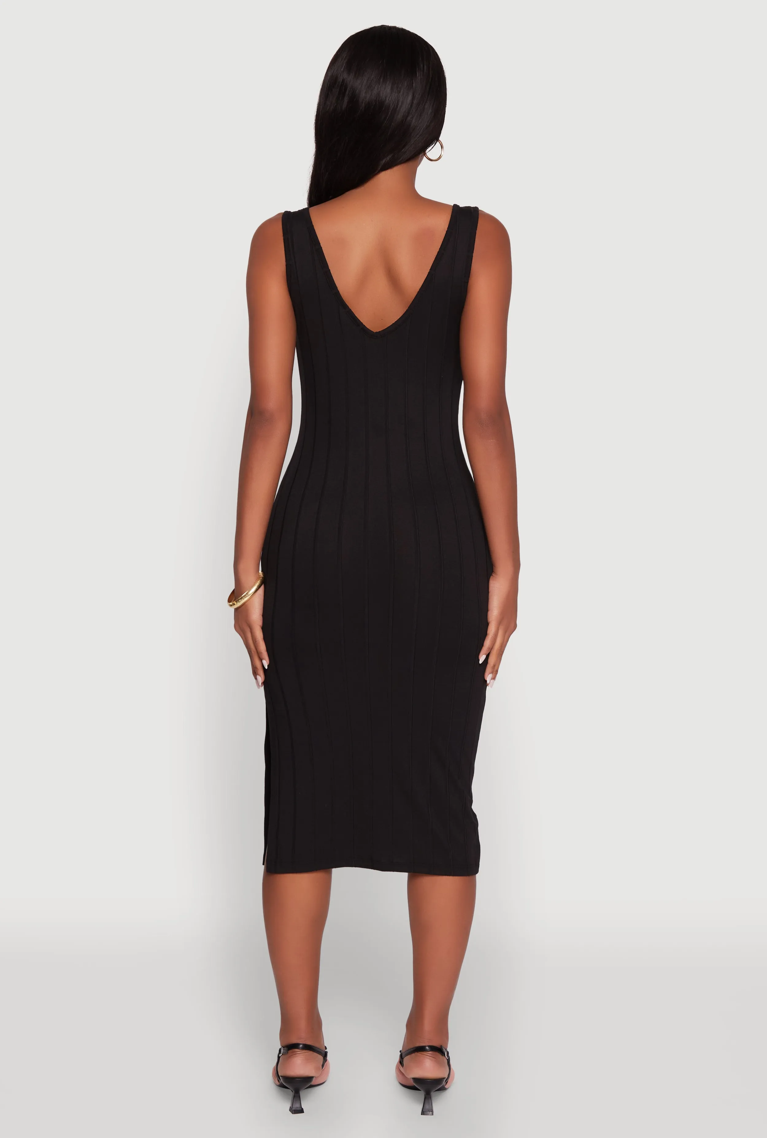 Trendy Rib Knit V-Neck Side Slit Tank Dress sold by Rainbow product image thumbnail 5