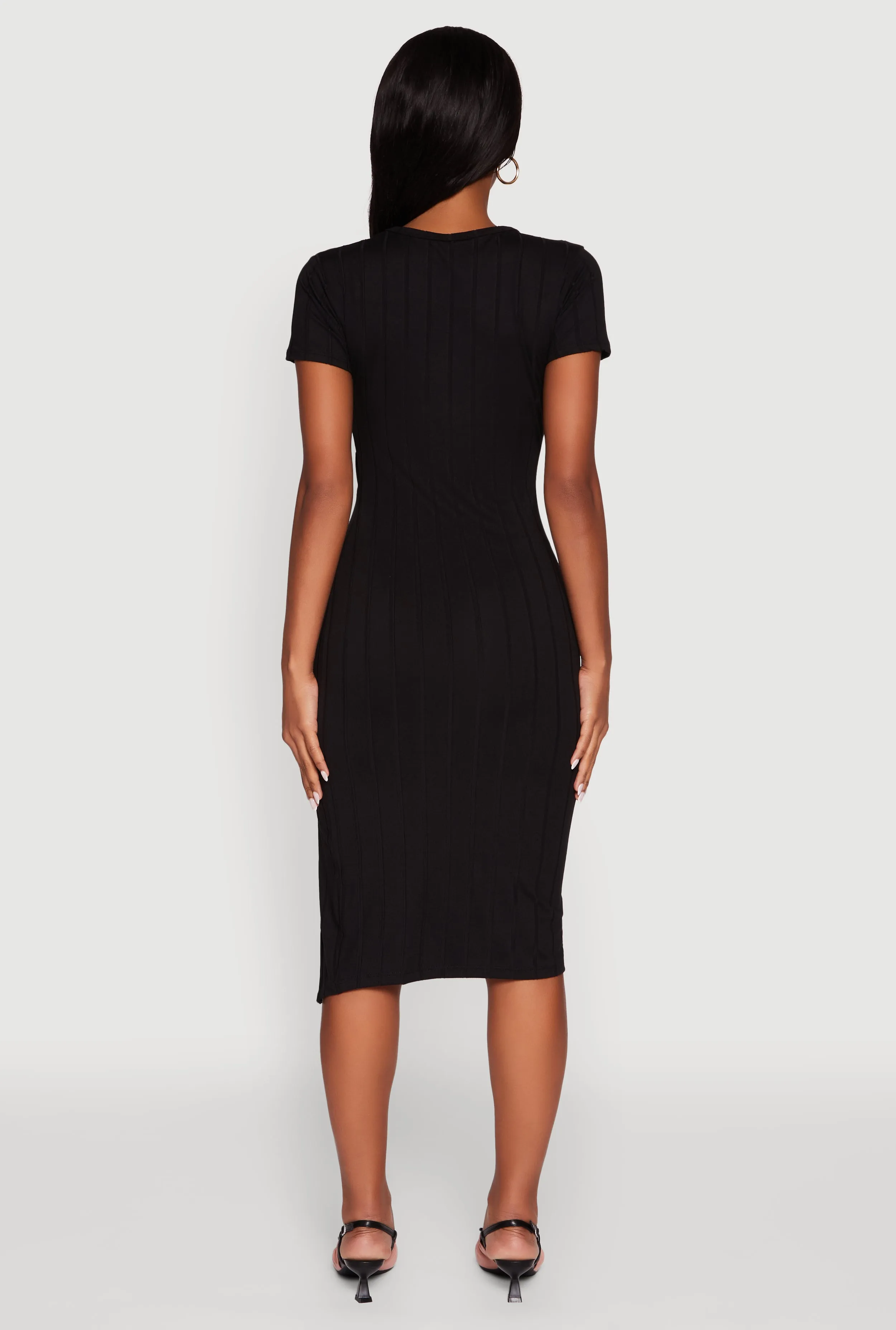 Ribbed Knit Shadow Stripe Midi T-Shirt Dress sold by Rainbow product image thumbnail 5