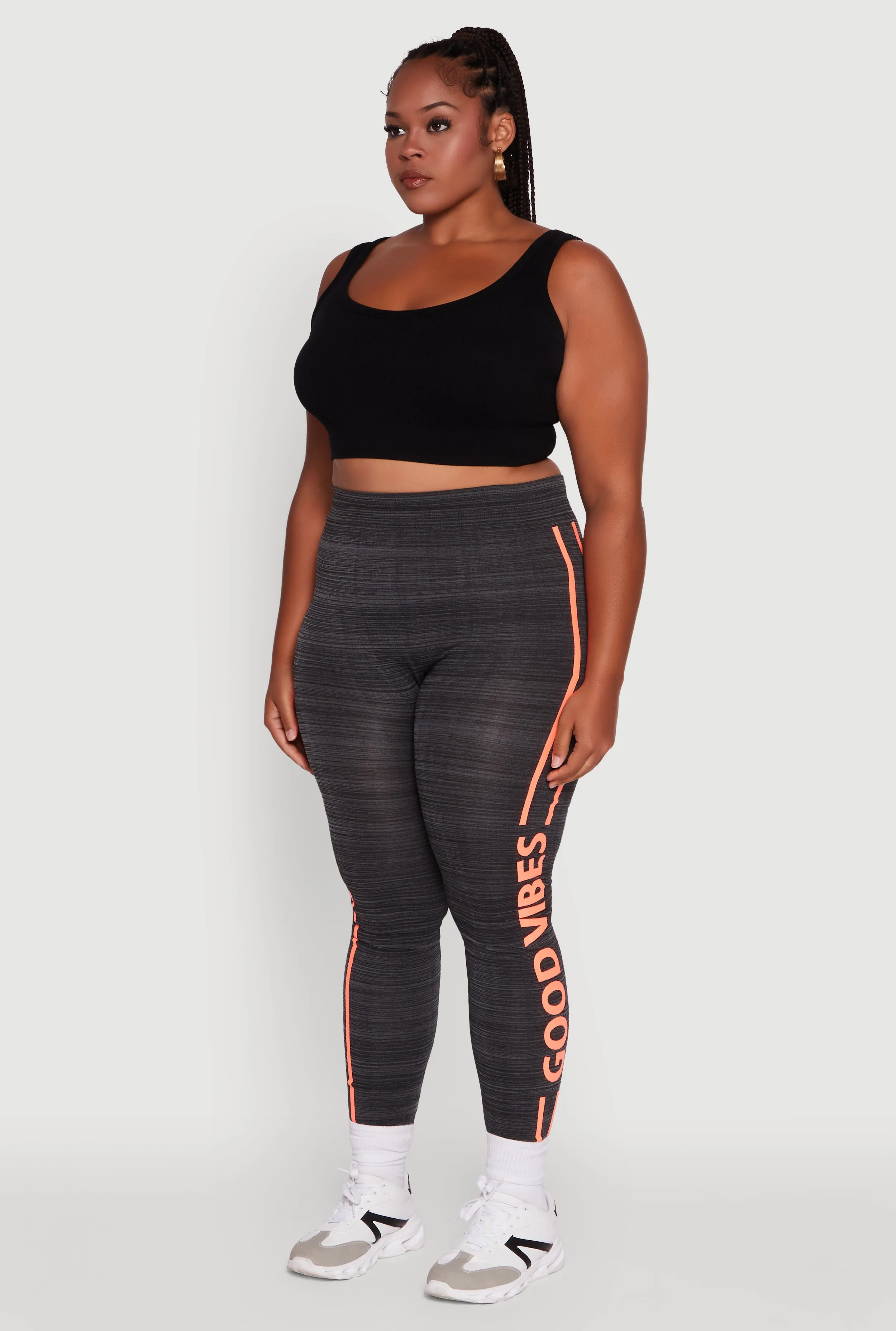 Plus Size High Waisted Good Vibes Leggings sold by Rainbow product image thumbnail 3