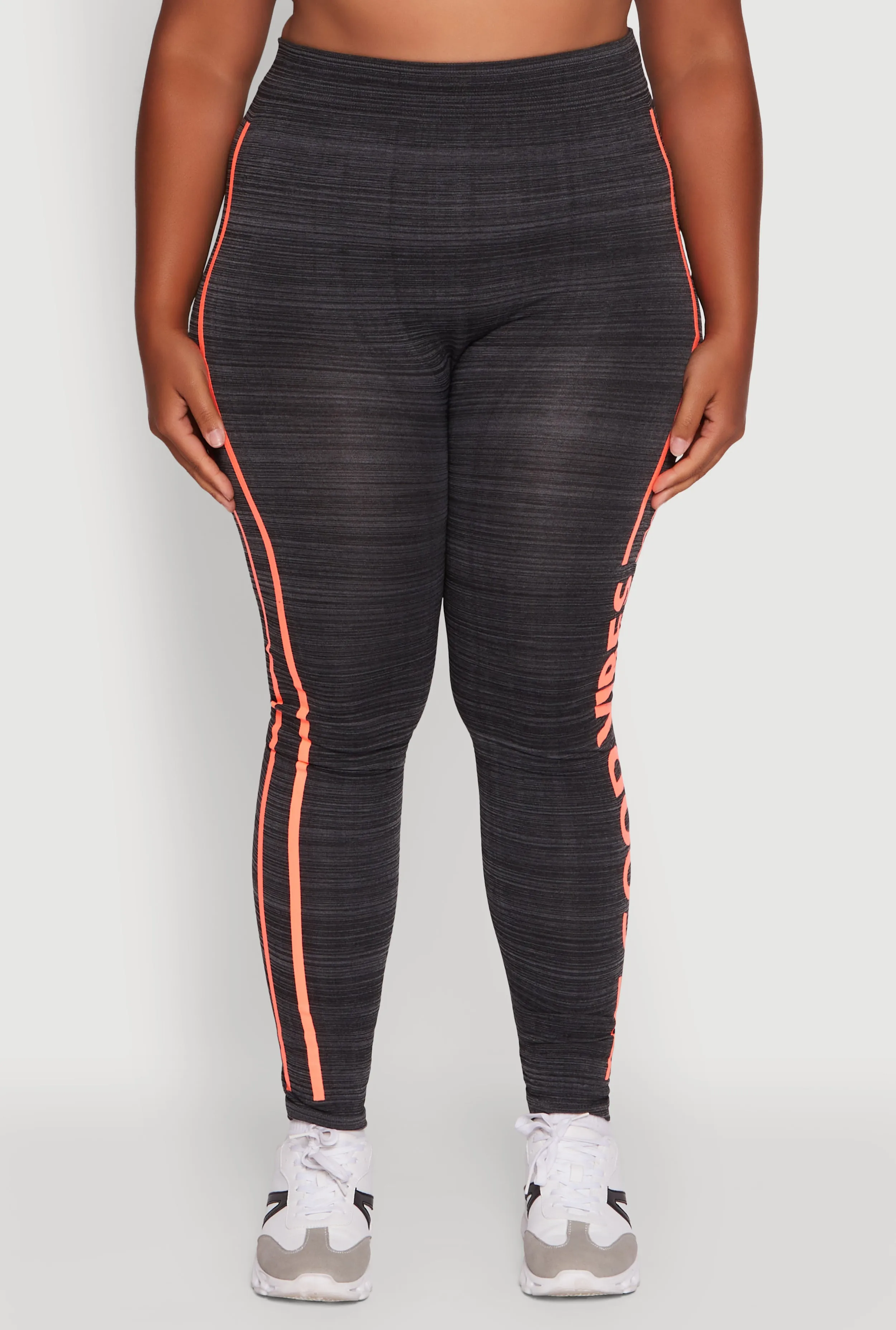 Plus Size High Waisted Good Vibes Leggings sold by Rainbow product image thumbnail 5