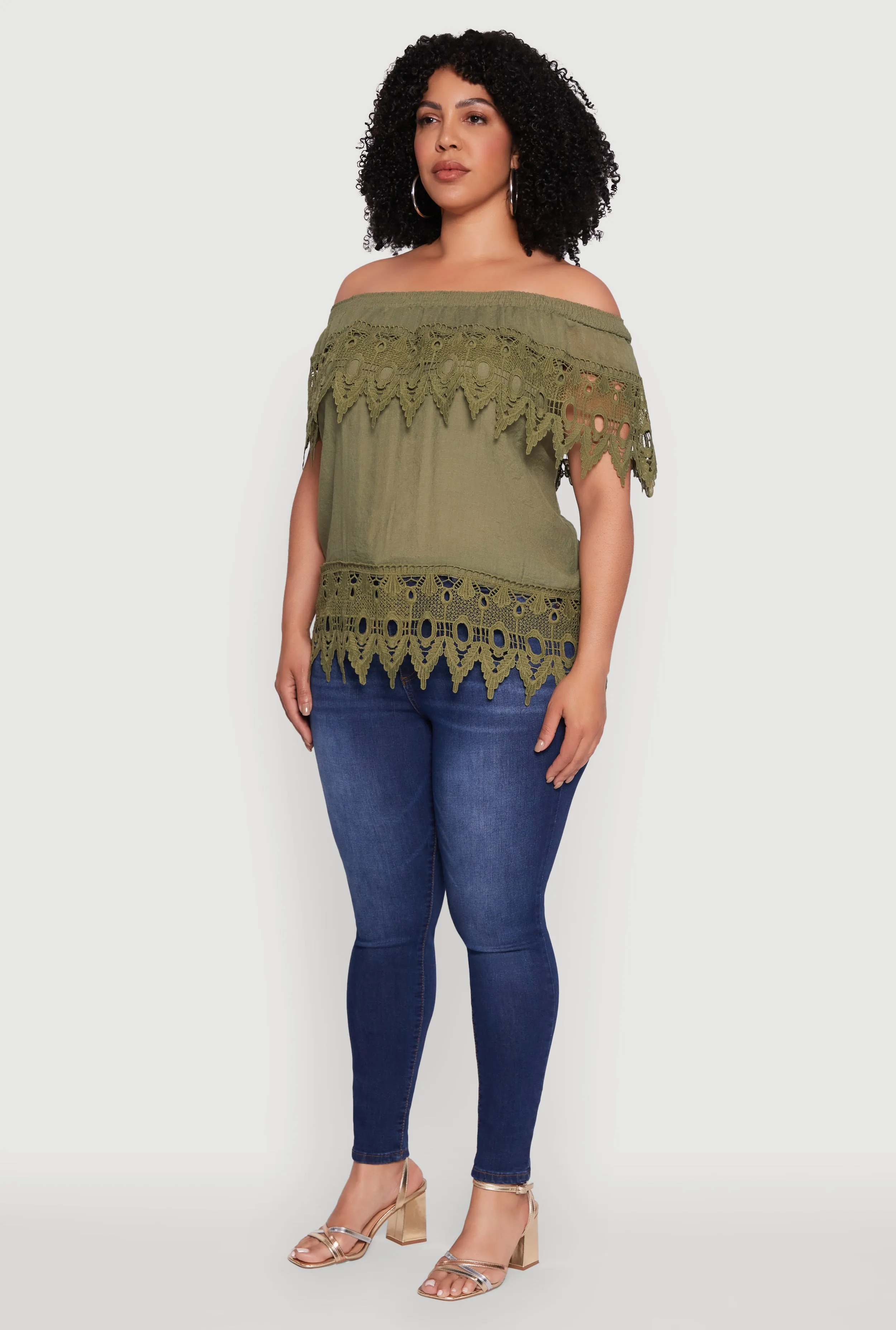 Plus Size Crochet Trim Off the Shoulder Blouse sold by Rainbow product image thumbnail 5