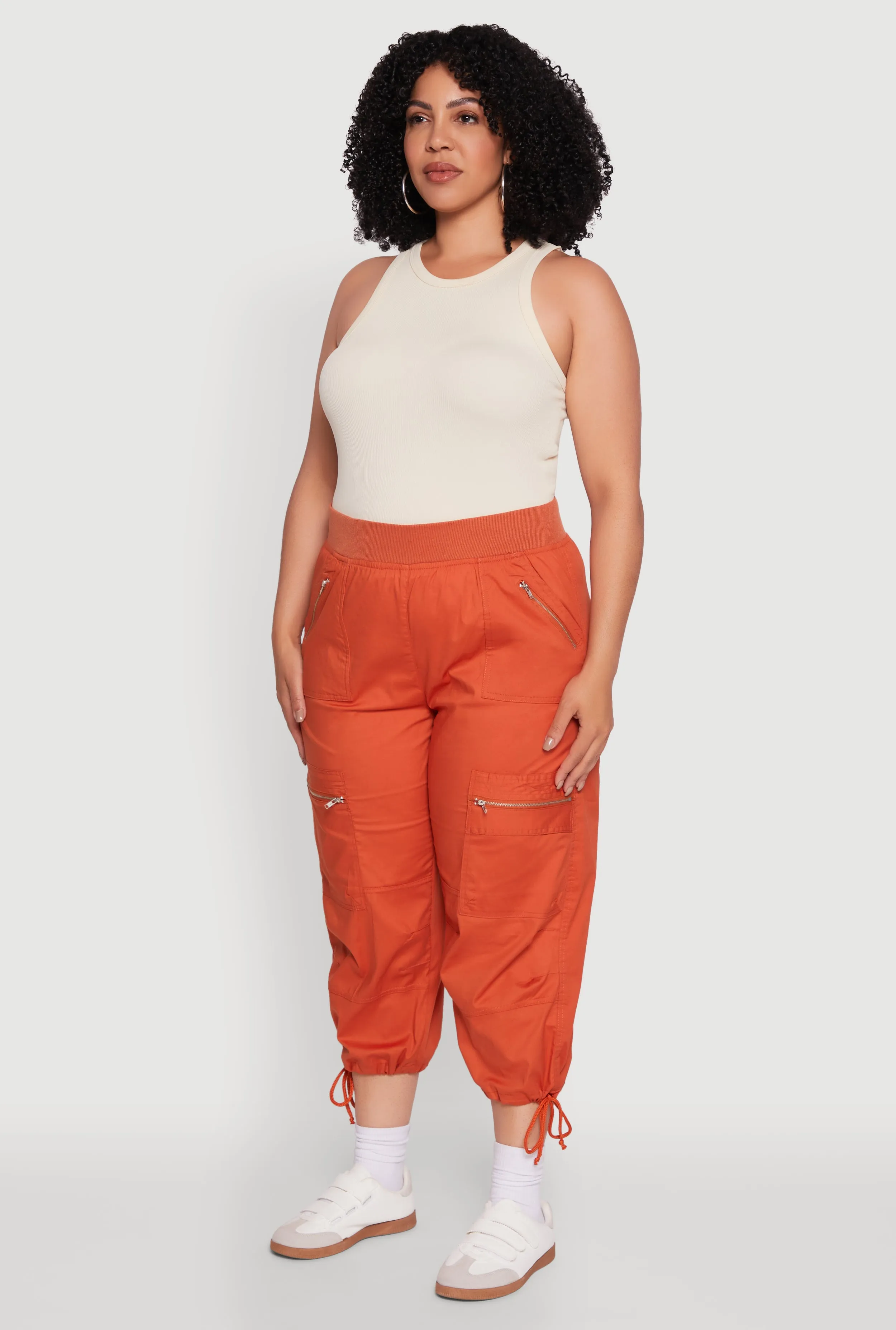 Plus Size Elastic High Waisted Drawstring Hem Capris Pants sold by Rainbow product image thumbnail 3