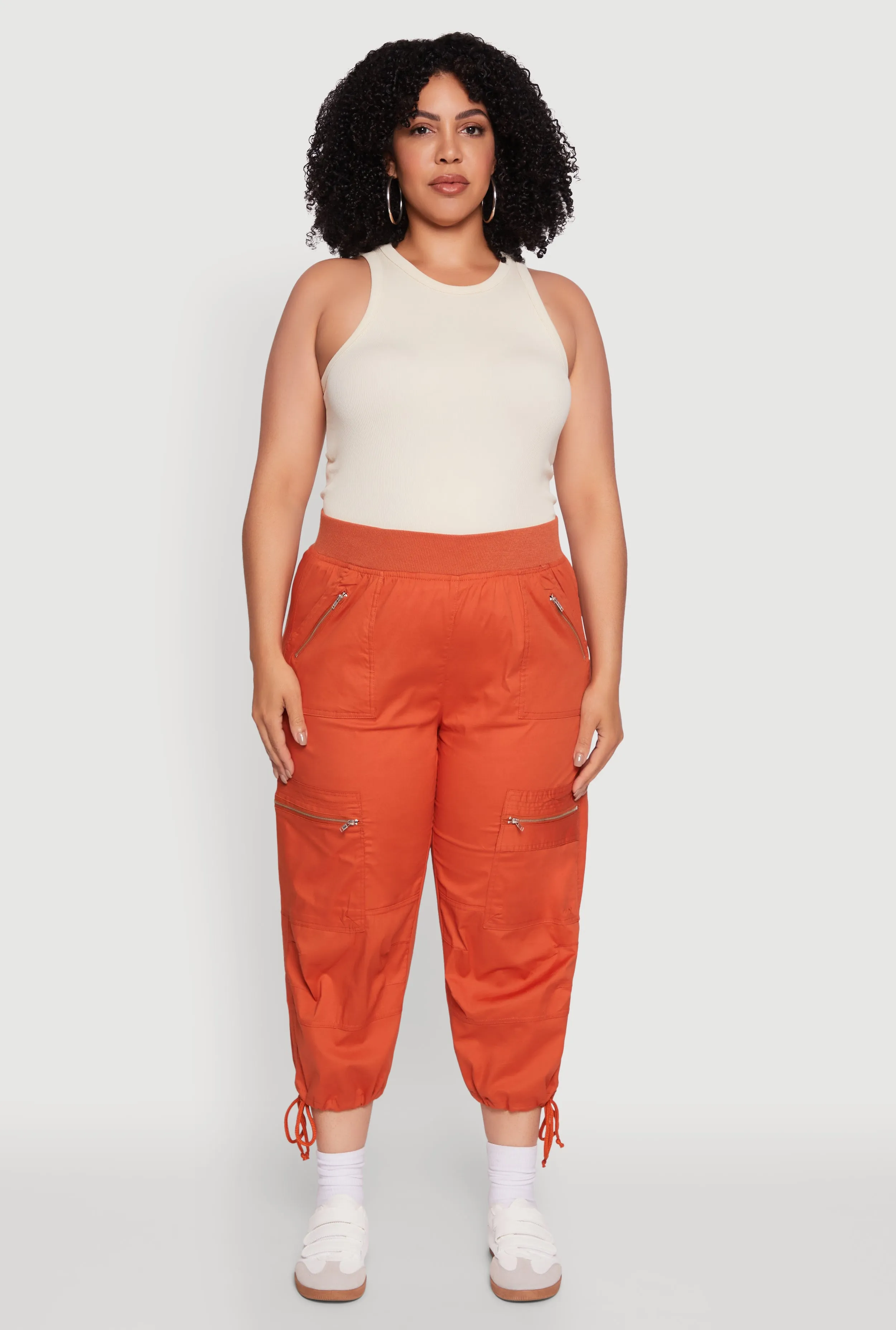 Plus Size Elastic High Waisted Drawstring Hem Capris Pants sold by Rainbow product image thumbnail 2