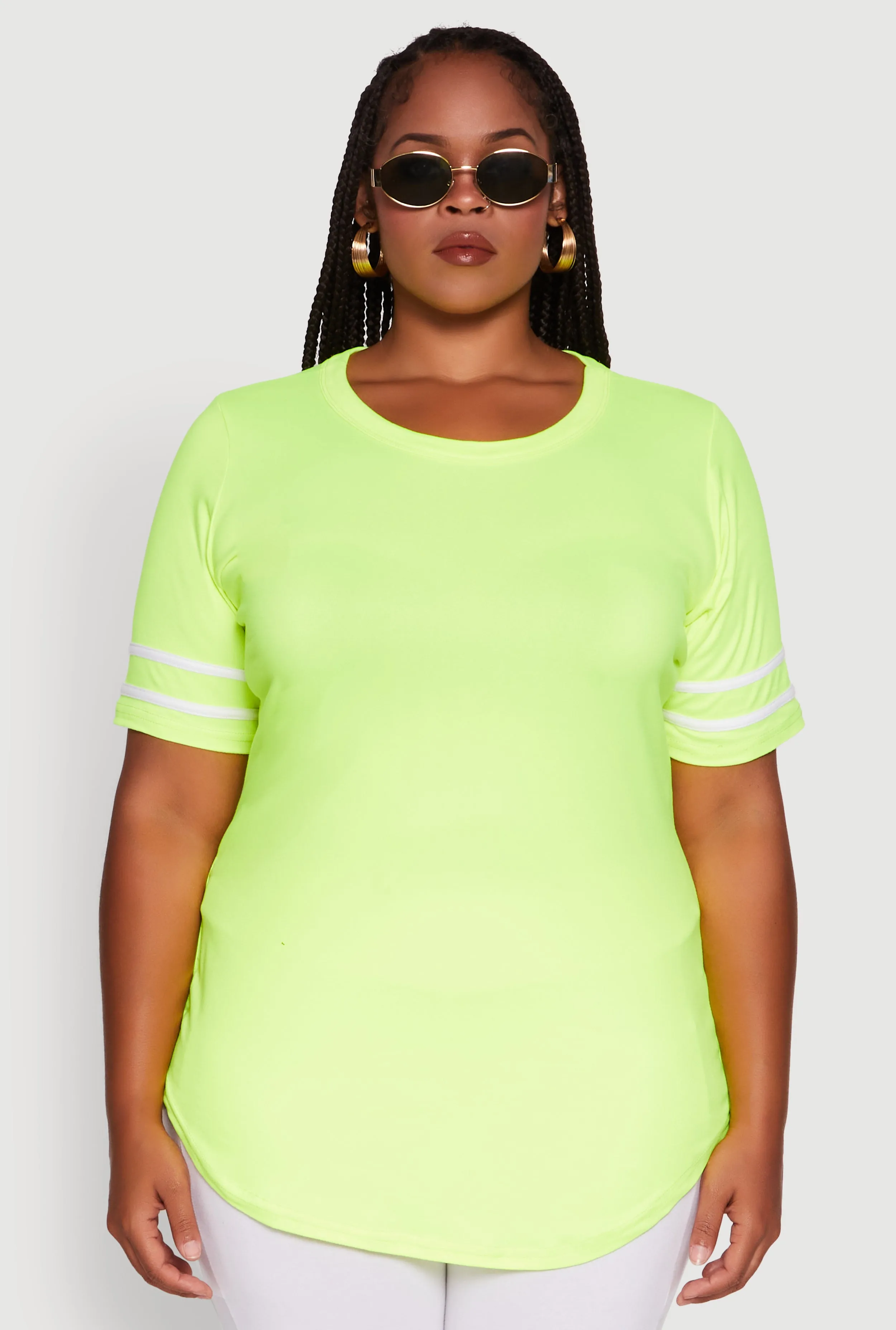 Plus Size Classic Fit Tunic T-Shirt with Varsity Stripes sold by Rainbow product image thumbnail 2