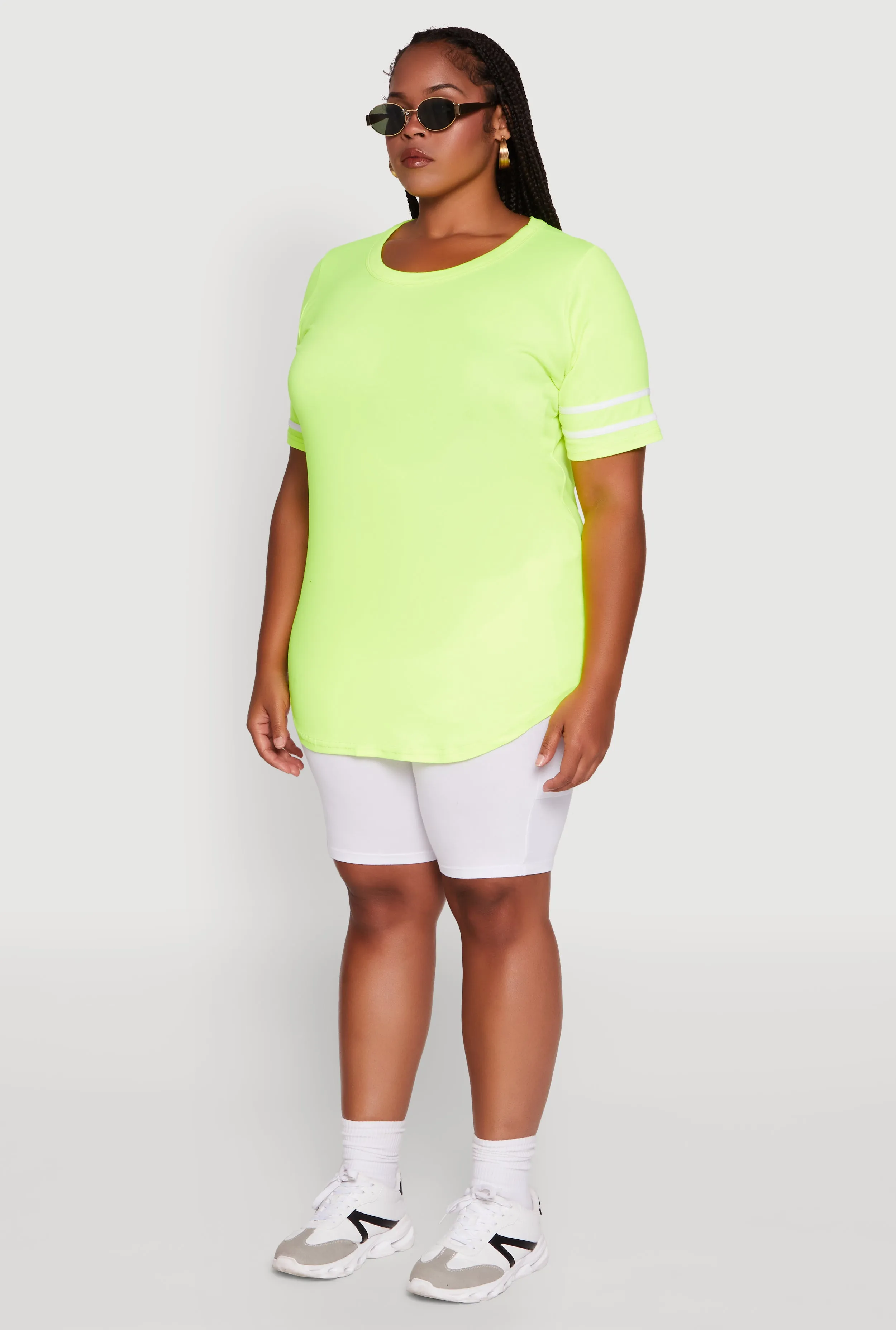 Plus Size Classic Fit Tunic T-Shirt with Varsity Stripes sold by Rainbow product image thumbnail 5