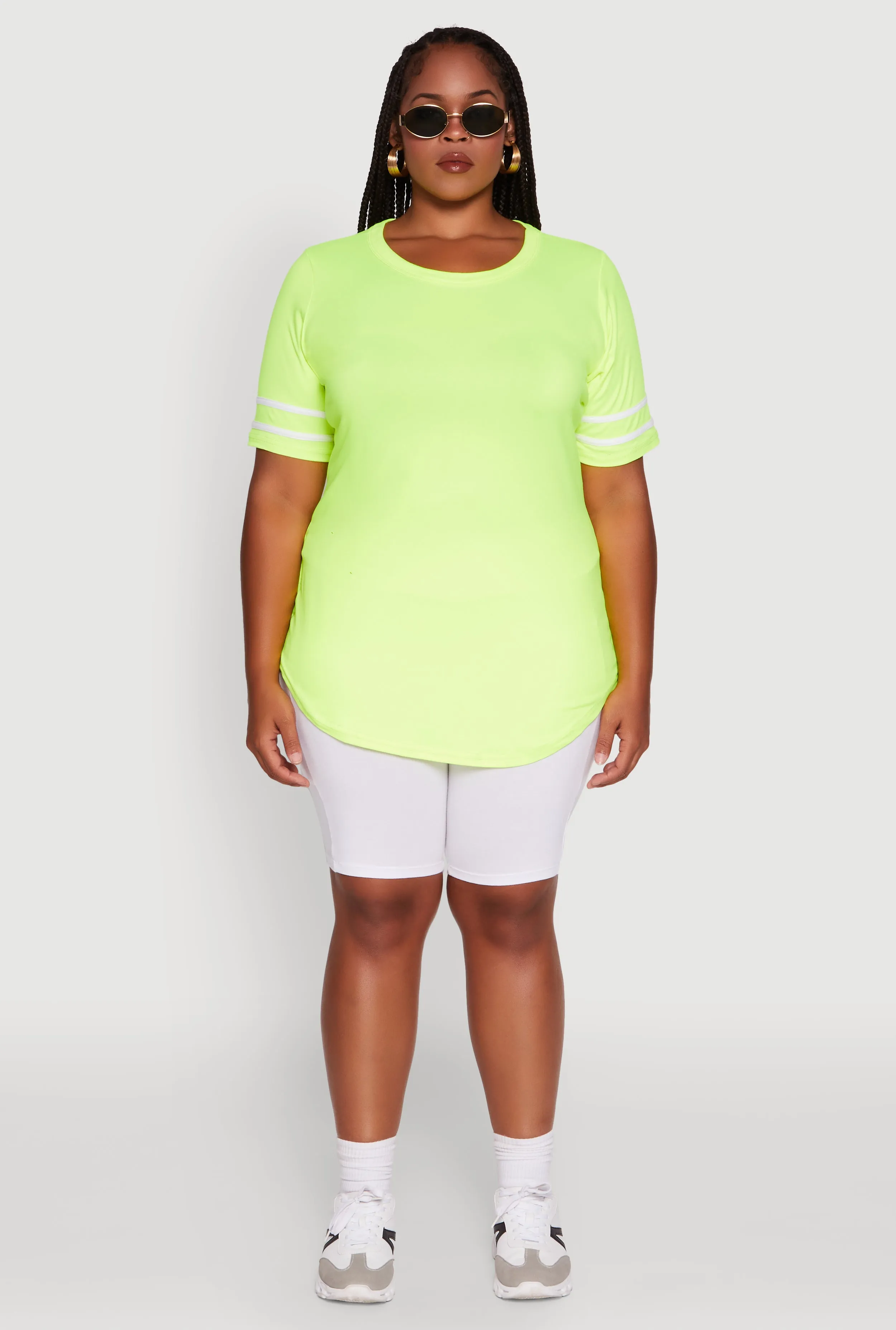 Plus Size Classic Fit Tunic T-Shirt with Varsity Stripes sold by Rainbow product image thumbnail 3