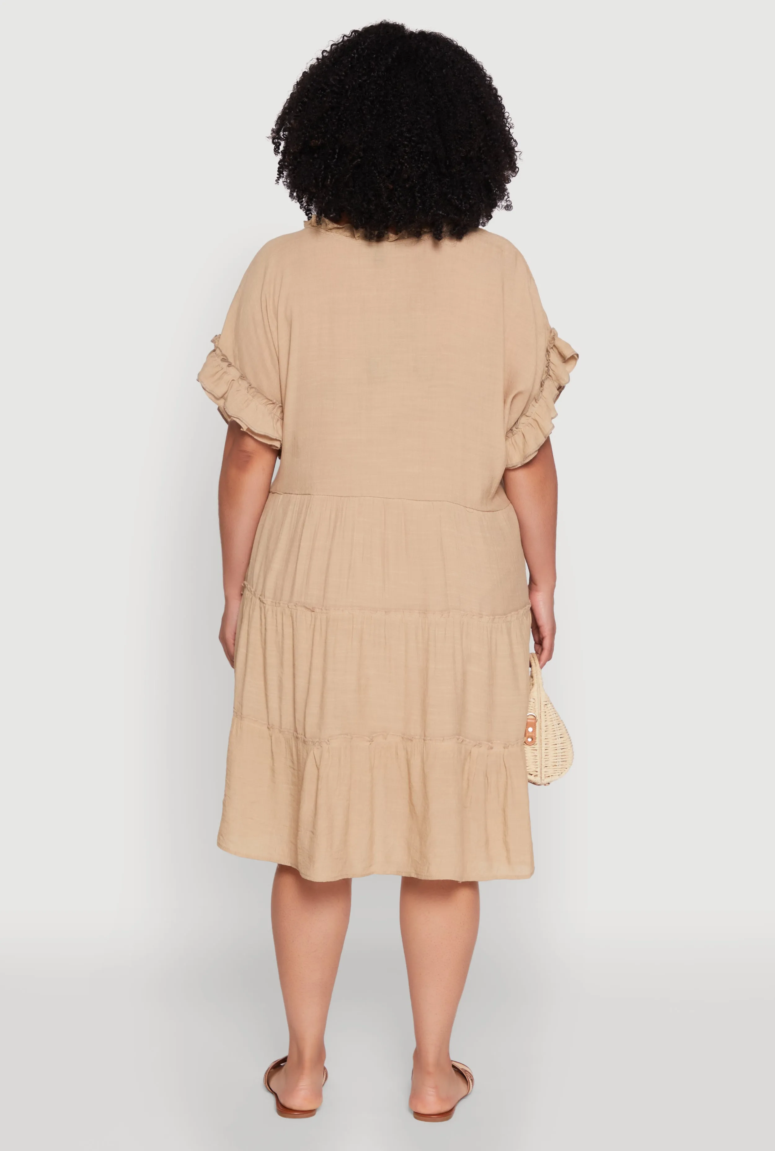 Plus Size Beaded Keyhole Tiered Midi Dress sold by Rainbow product image thumbnail 5