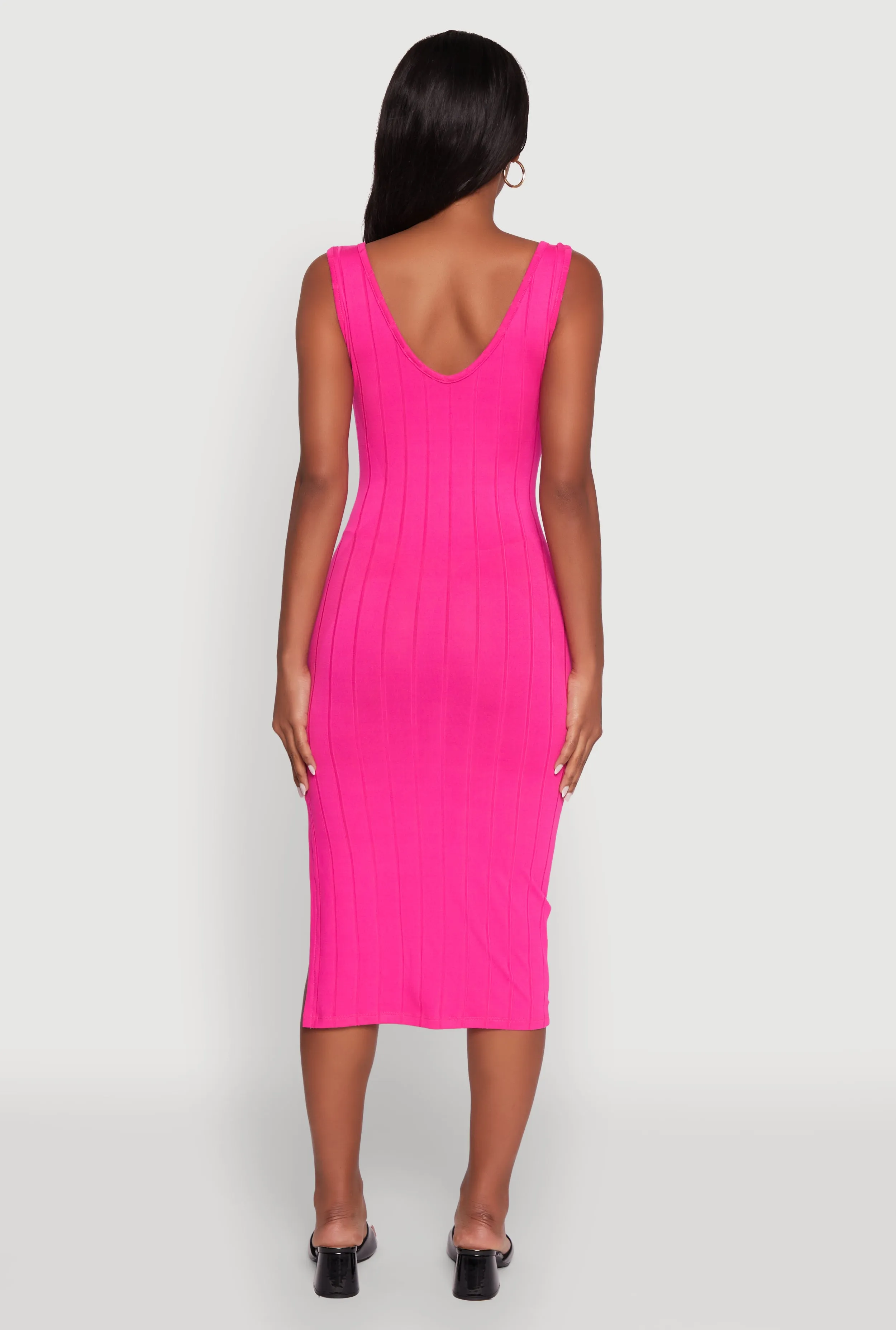 Trendy Rib Knit V-Neck Side Slit Tank Dress sold by Rainbow product image thumbnail 5