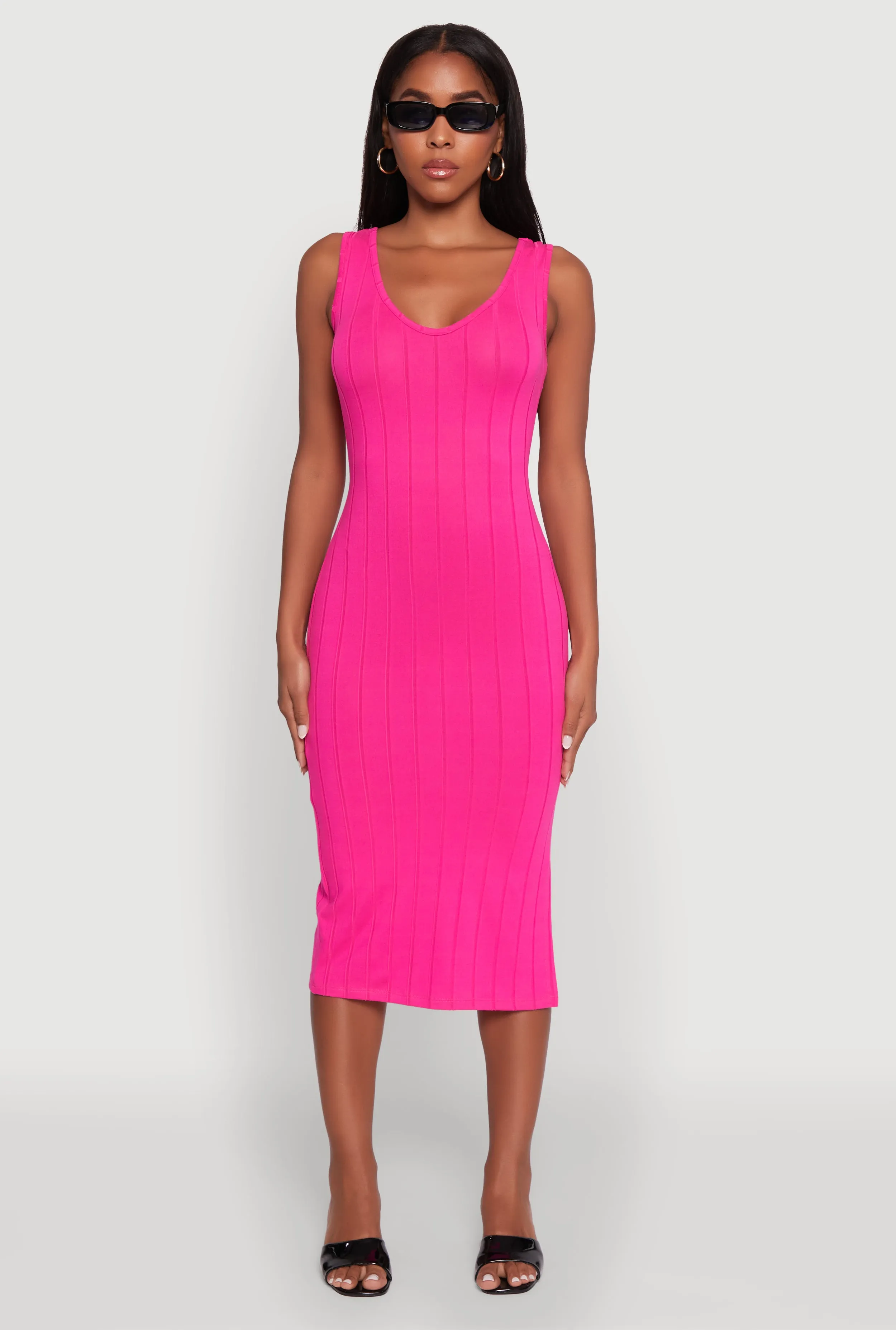 Trendy Rib Knit V-Neck Side Slit Tank Dress sold by Rainbow product image thumbnail 2