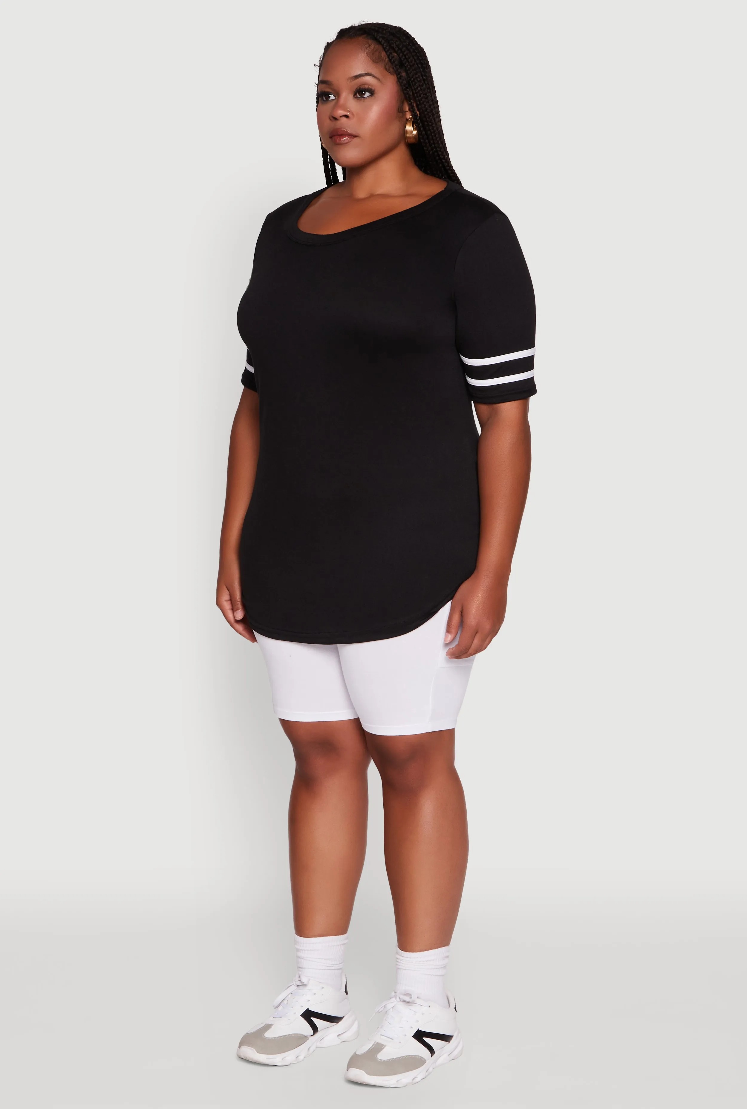 Plus Size Classic Fit Tunic T-Shirt with Varsity Stripes sold by Rainbow product image thumbnail 5