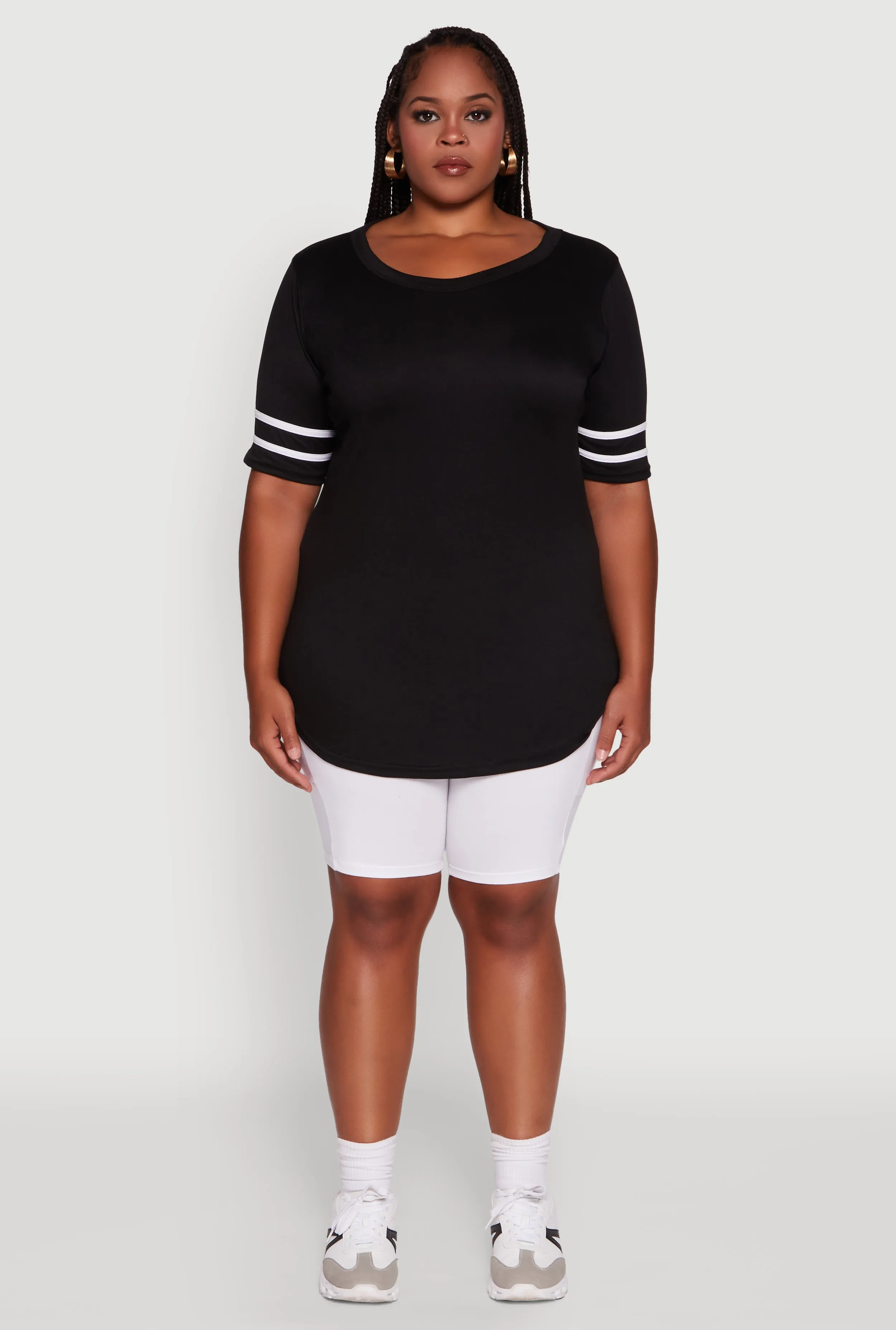 Plus Size Classic Fit Tunic T-Shirt with Varsity Stripes sold by Rainbow product image thumbnail 3