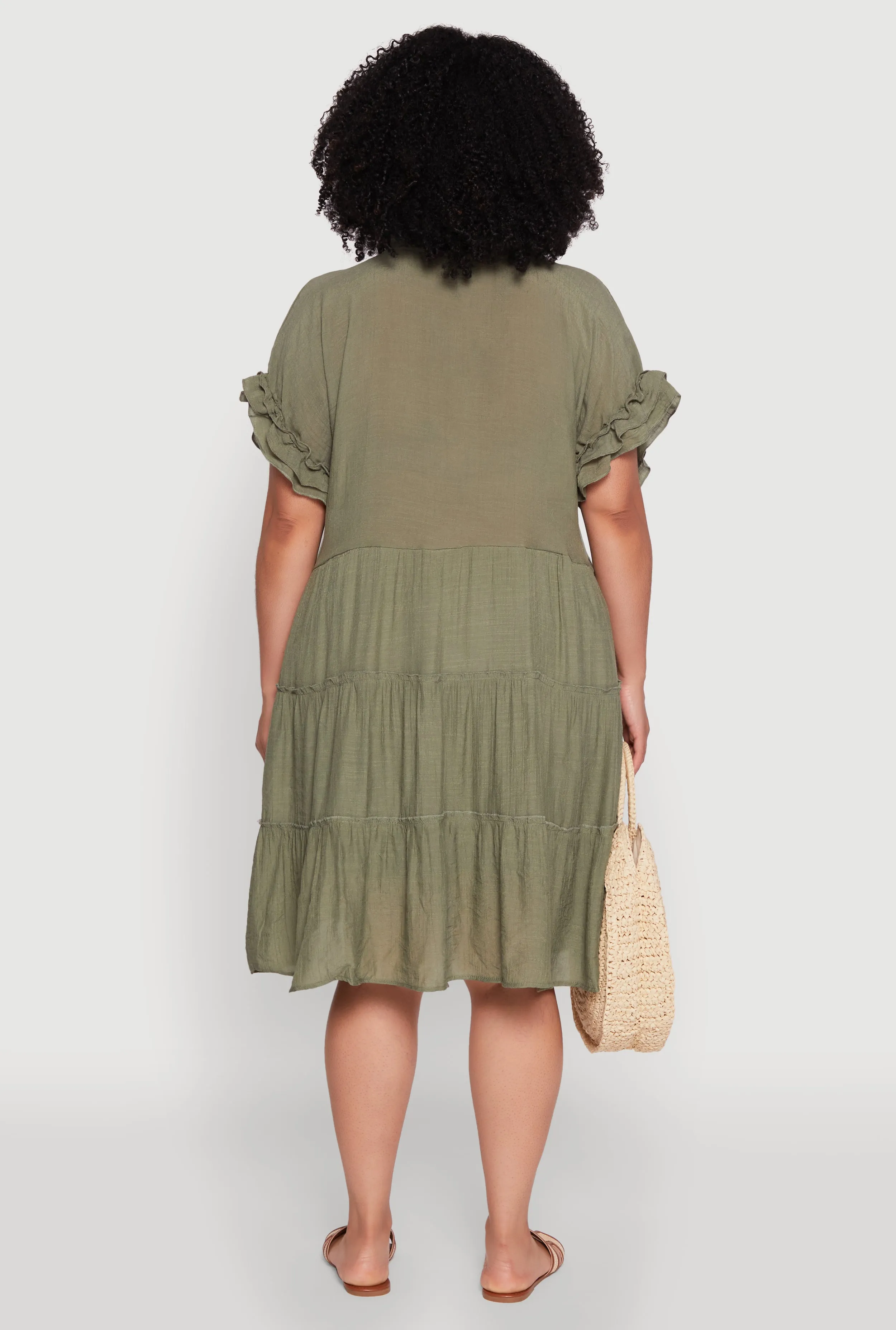 Plus Size Beaded Keyhole Tiered Midi Dress sold by Rainbow product image thumbnail 5