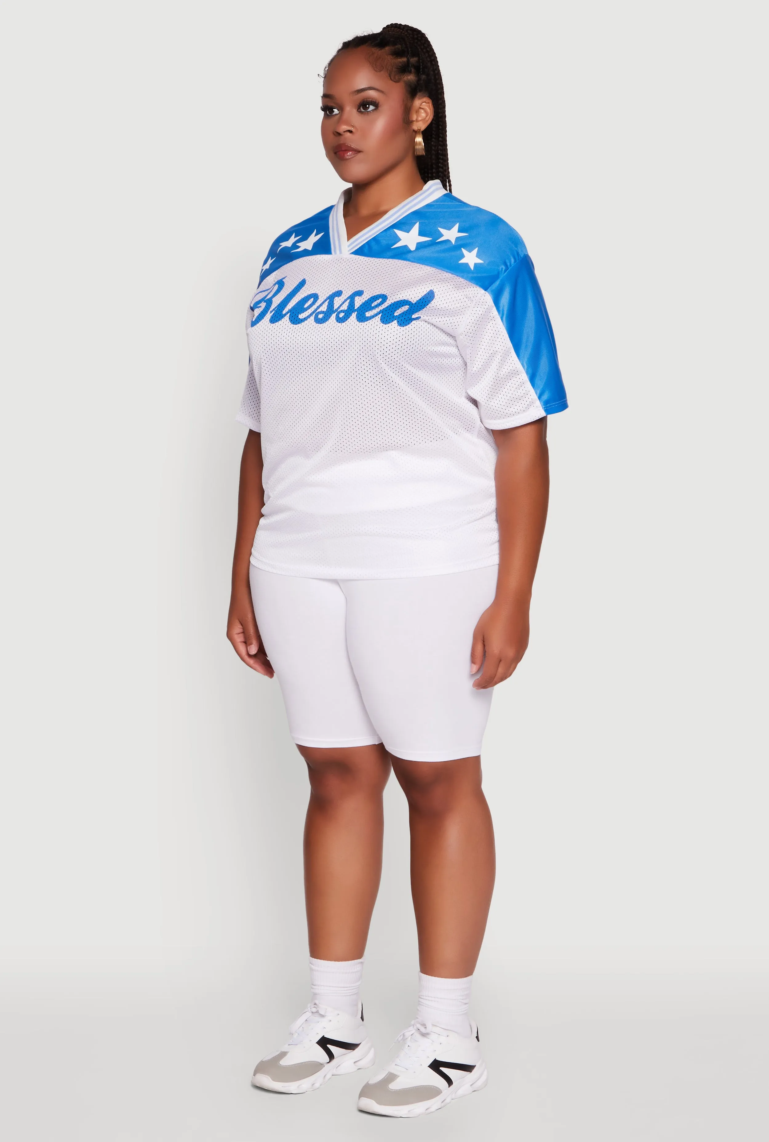 Plus Size Blessed Graphic V-Neck Jersey sold by Rainbow product image thumbnail 5