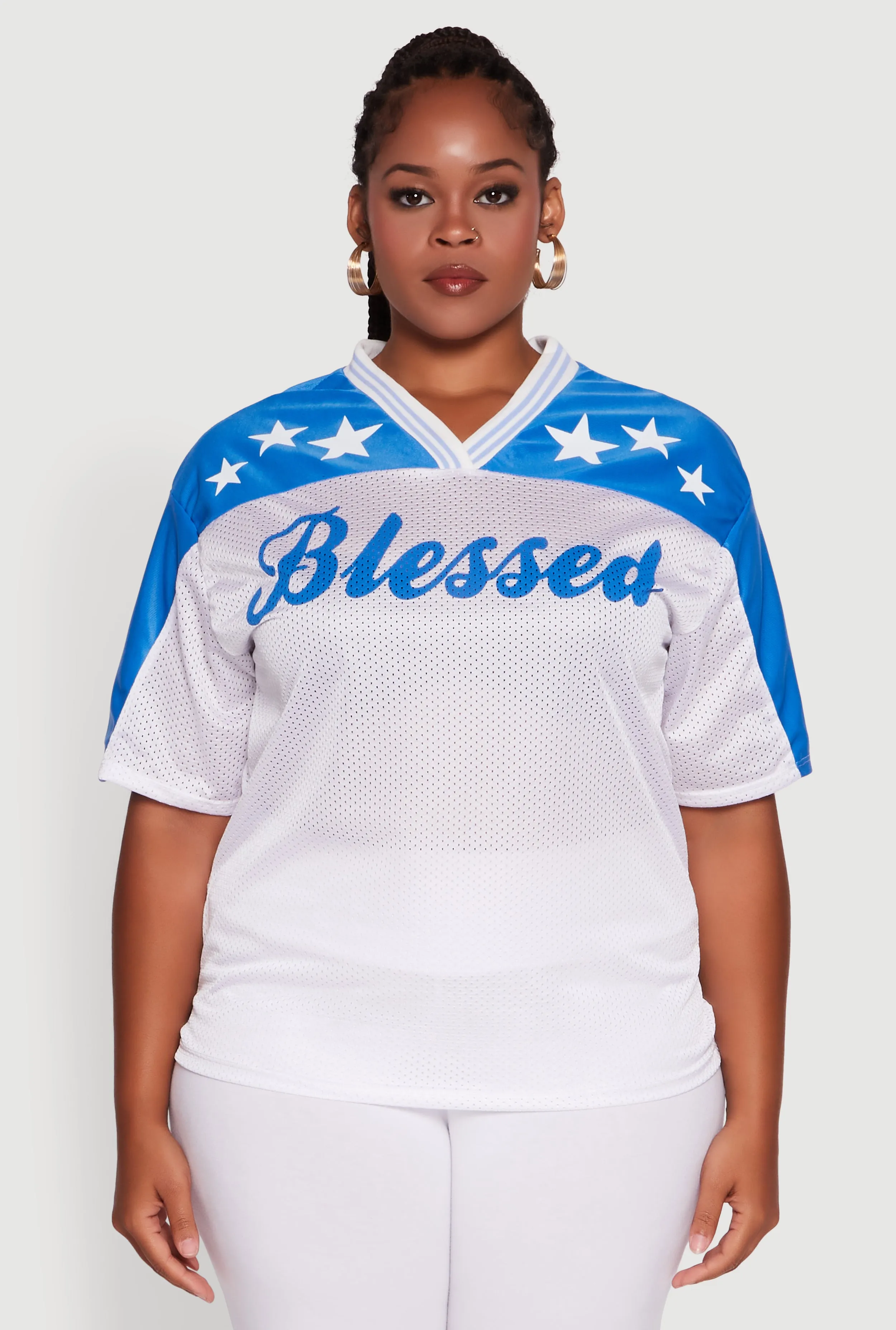 Plus Size Blessed Graphic V-Neck Jersey sold by Rainbow product image thumbnail 2