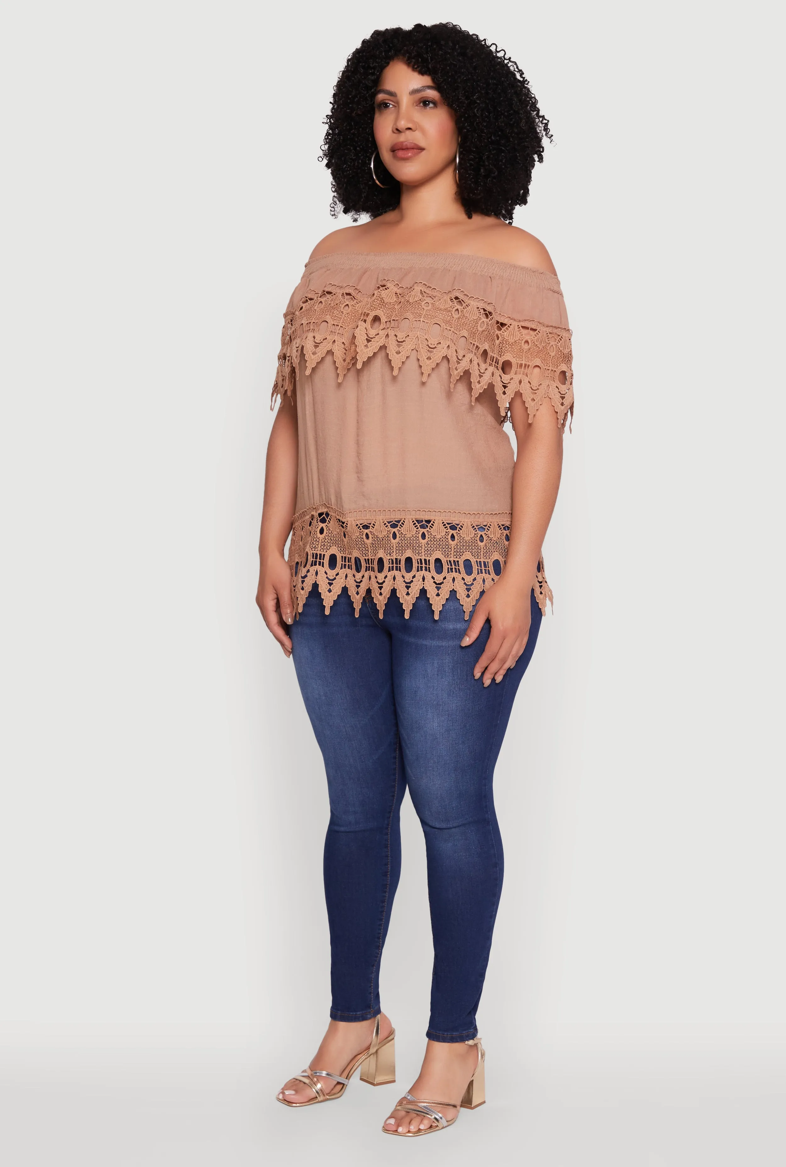 Plus Size Crochet Trim Off the Shoulder Blouse sold by Rainbow product image thumbnail 5