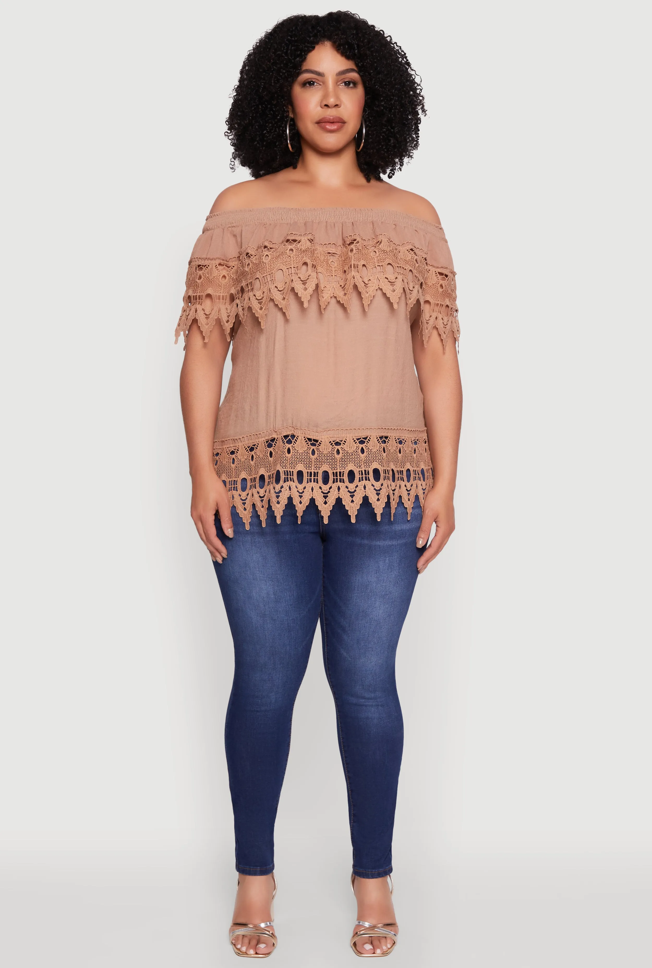 Plus Size Crochet Trim Off the Shoulder Blouse sold by Rainbow product image thumbnail 3