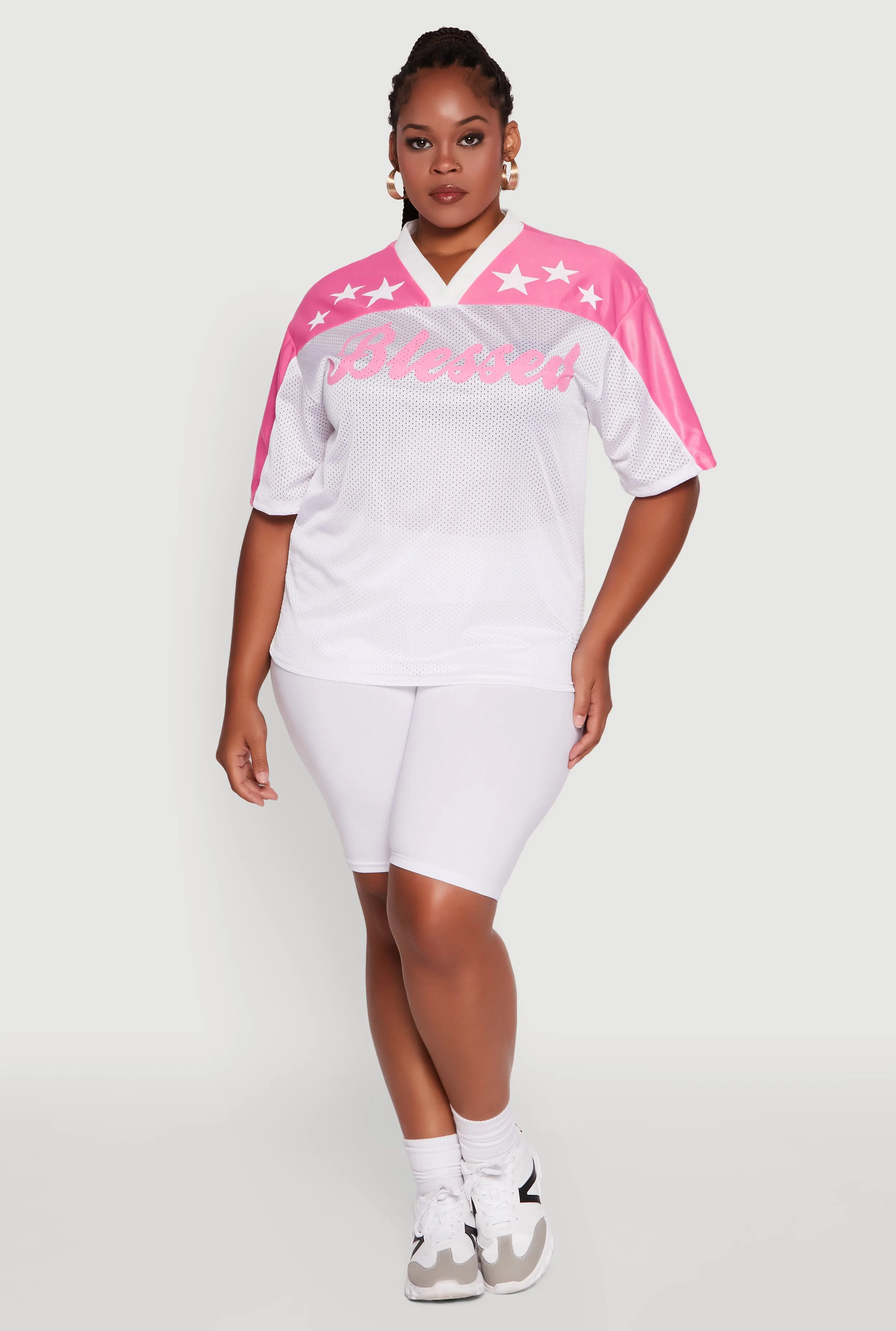 Plus Size Blessed Graphic V-Neck Jersey sold by Rainbow