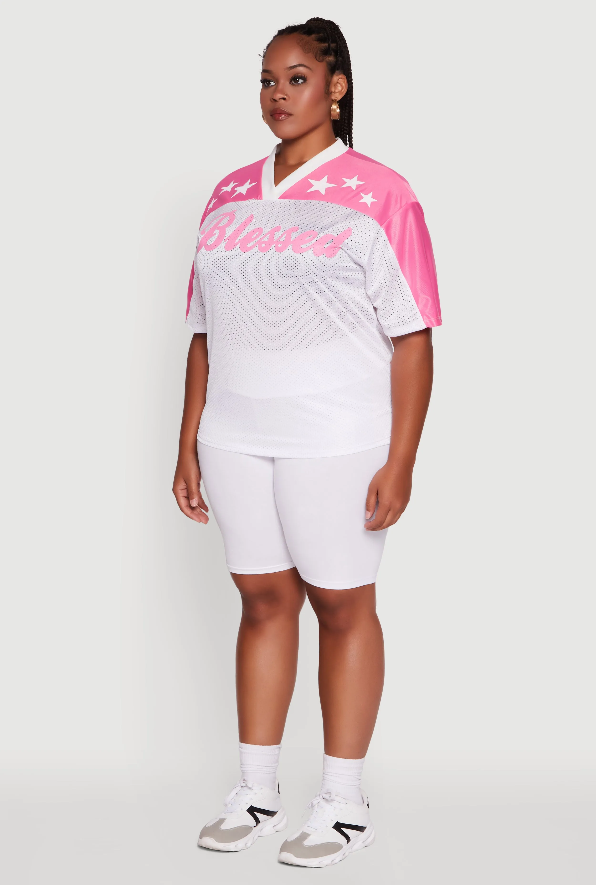 Plus Size Blessed Graphic V-Neck Jersey sold by Rainbow product image thumbnail 5