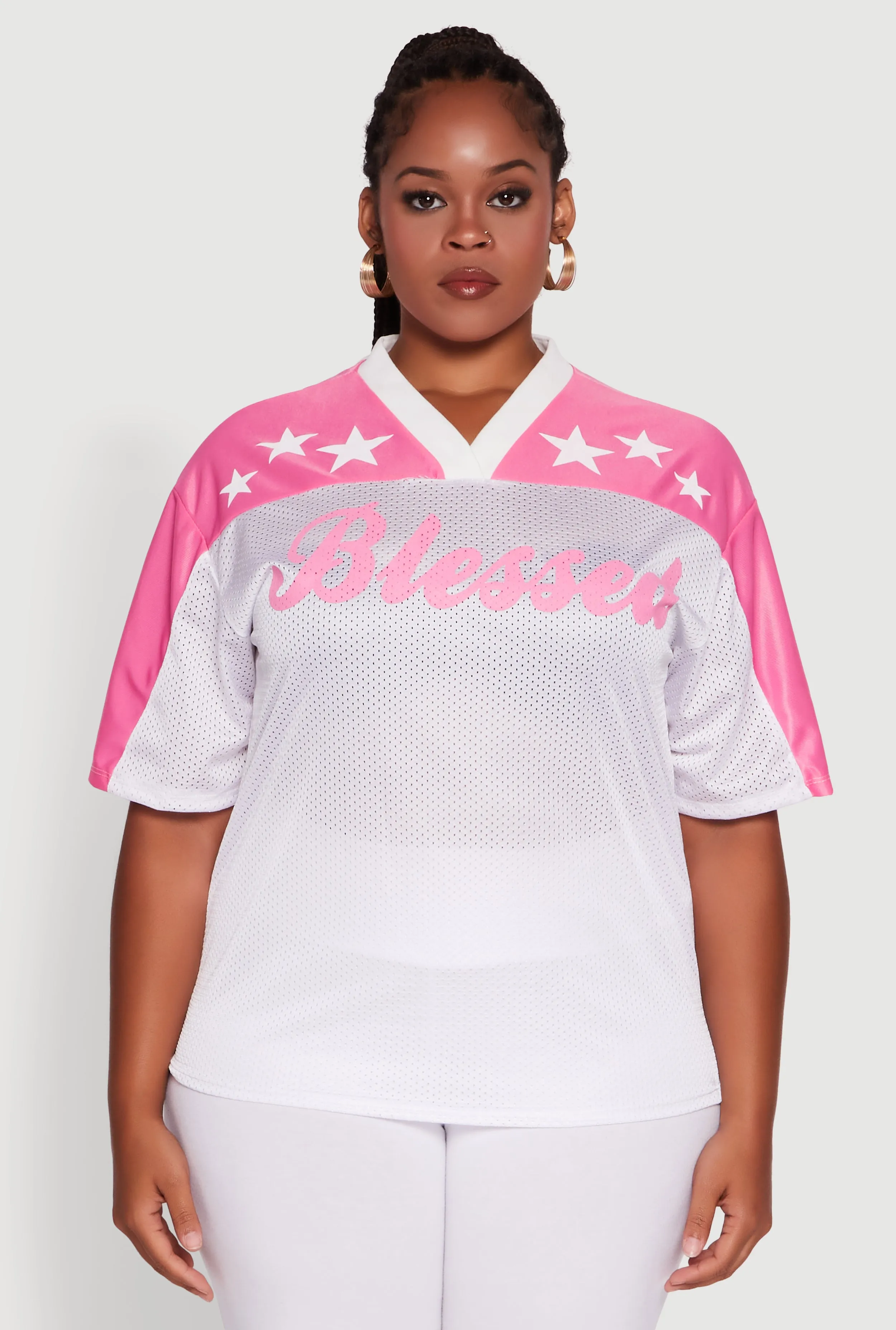 Plus Size Blessed Graphic V-Neck Jersey sold by Rainbow product image thumbnail 2