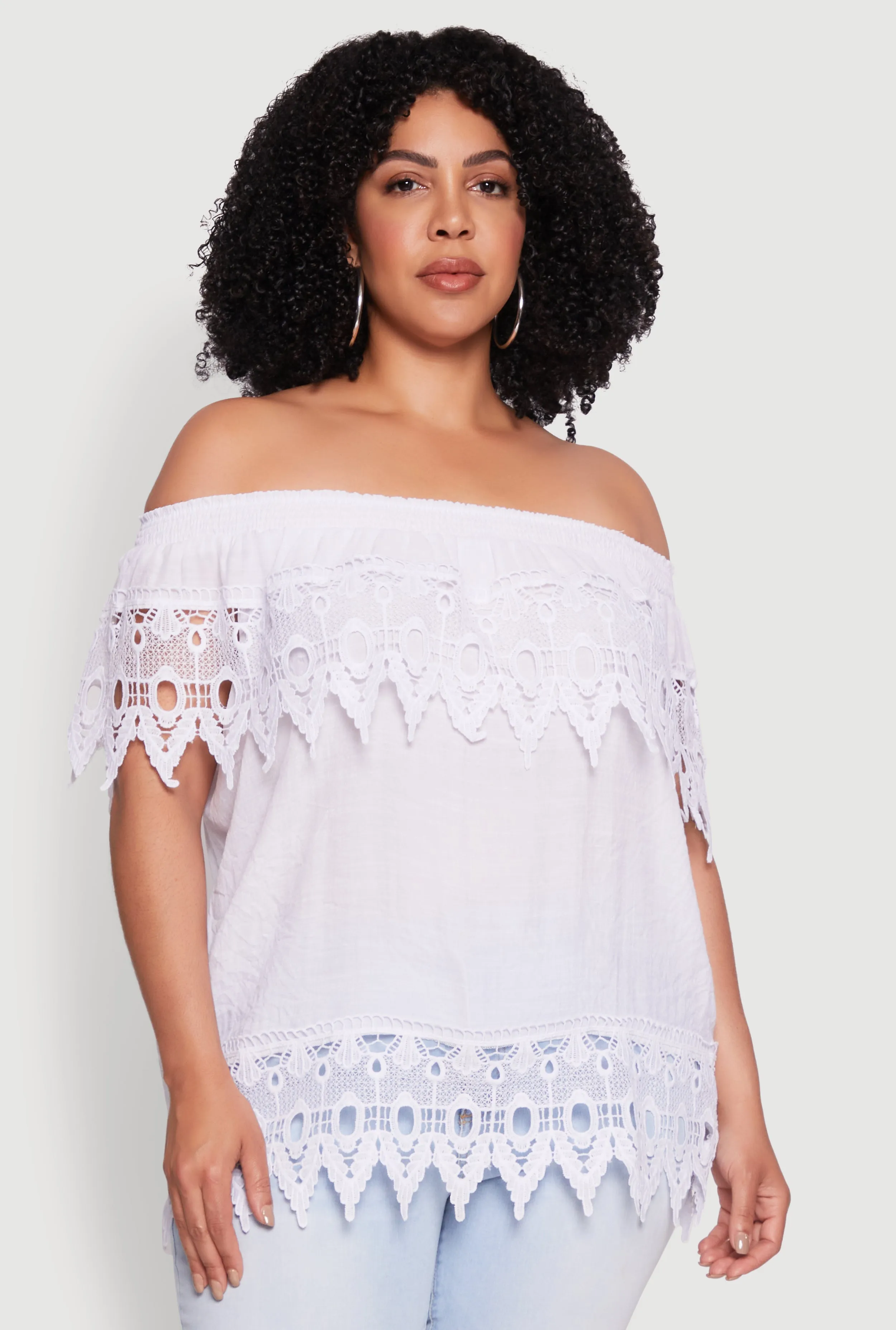 Plus Size Crochet Trim Off the Shoulder Blouse sold by Rainbow product image thumbnail 2