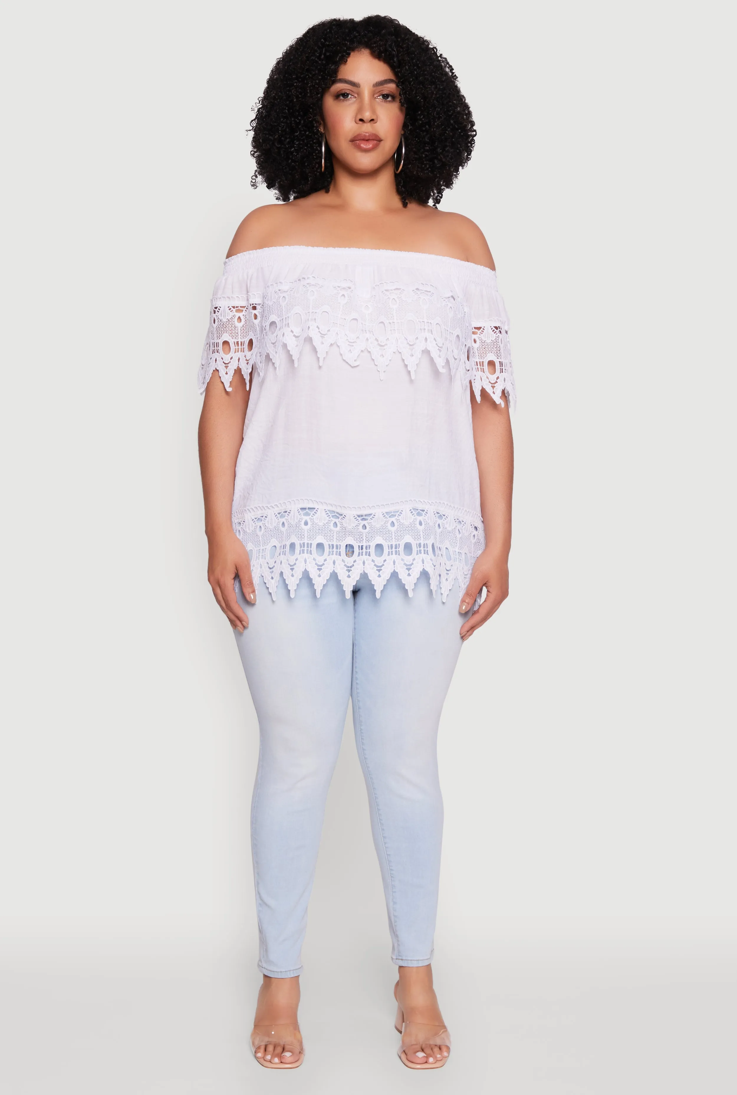 Plus Size Crochet Trim Off the Shoulder Blouse sold by Rainbow product image thumbnail 3