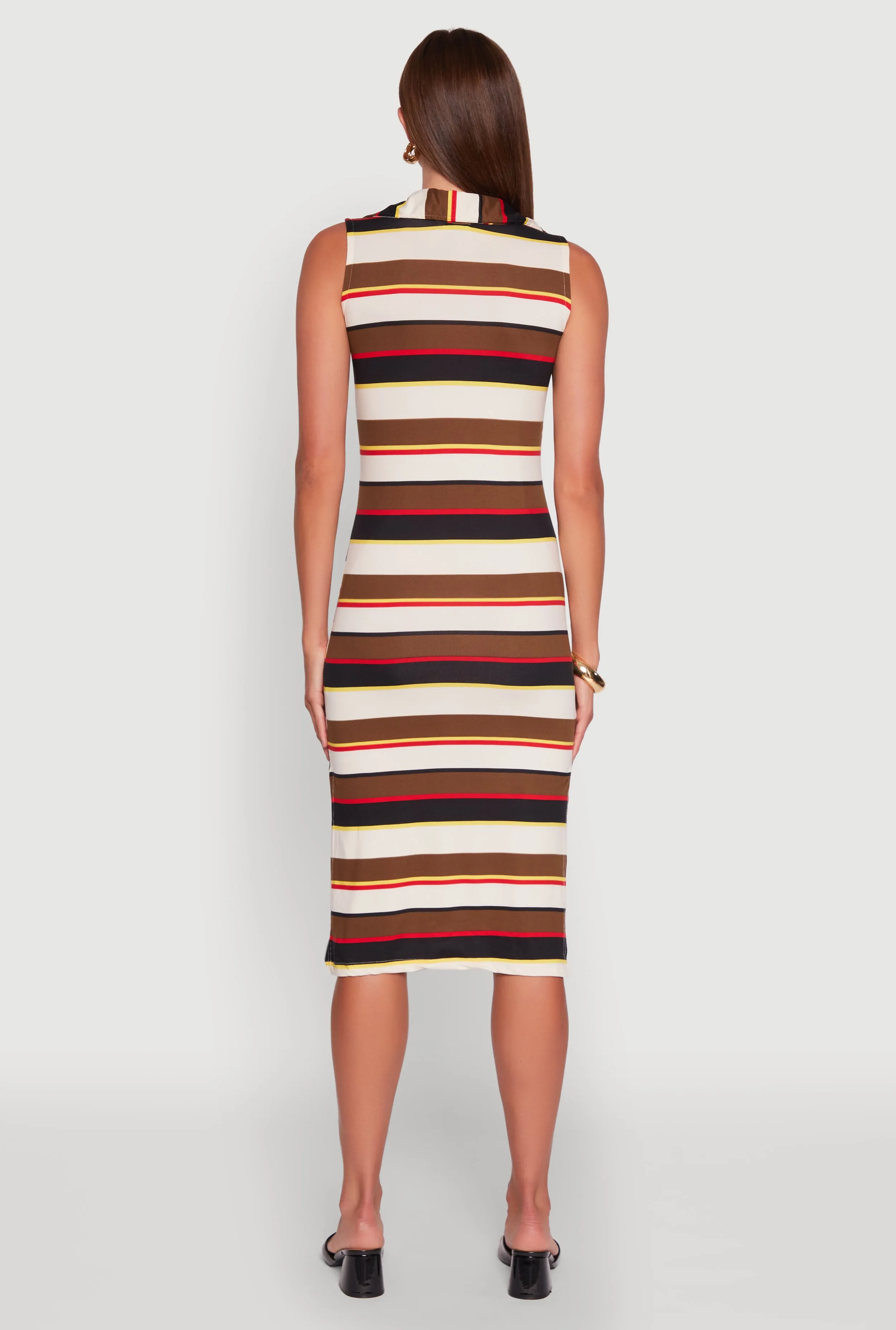 Striped Sleeveless Side Slit Shirt Dress sold by Rainbow product image thumbnail 5