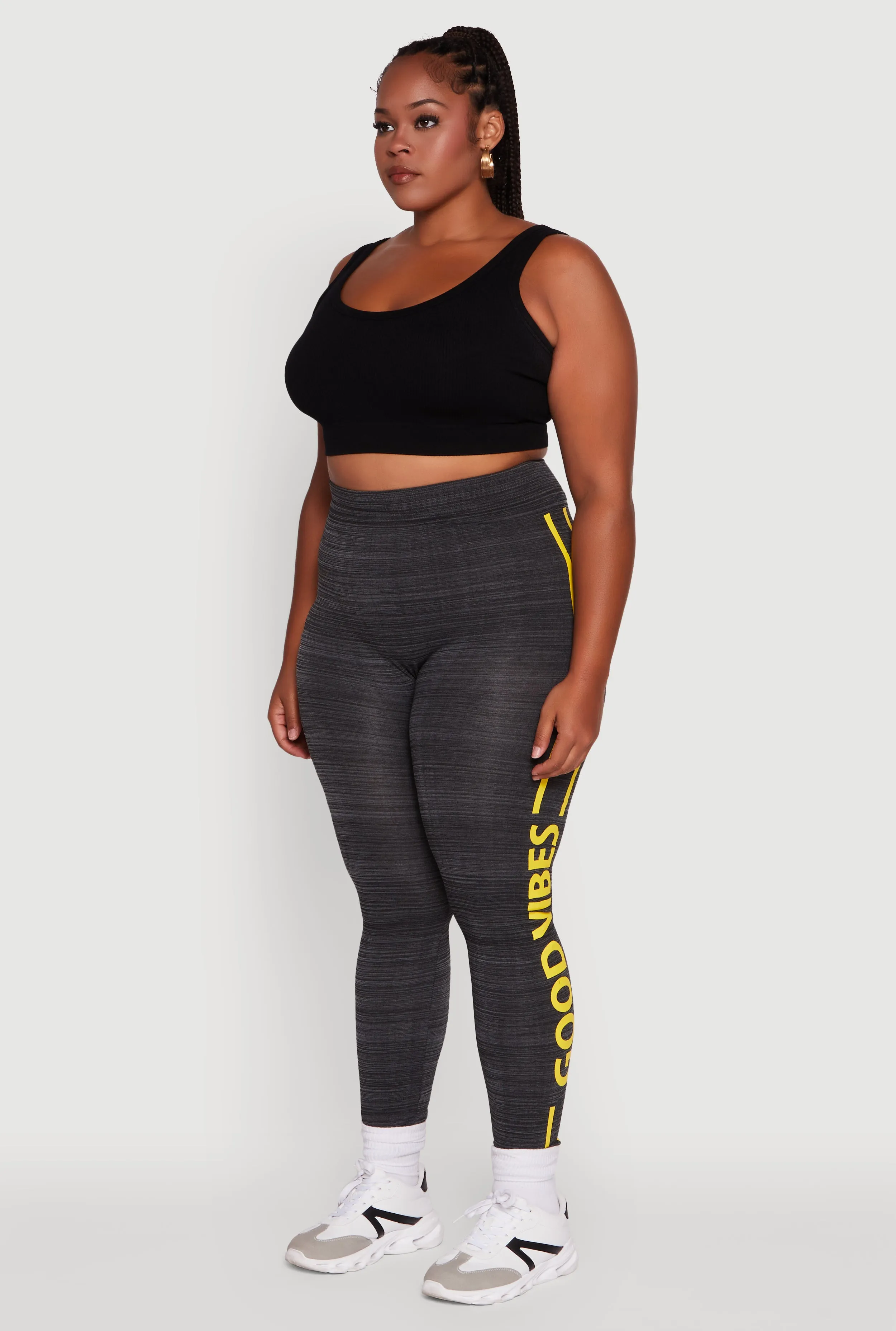 Plus Size High Waisted Good Vibes Leggings sold by Rainbow product image thumbnail 3