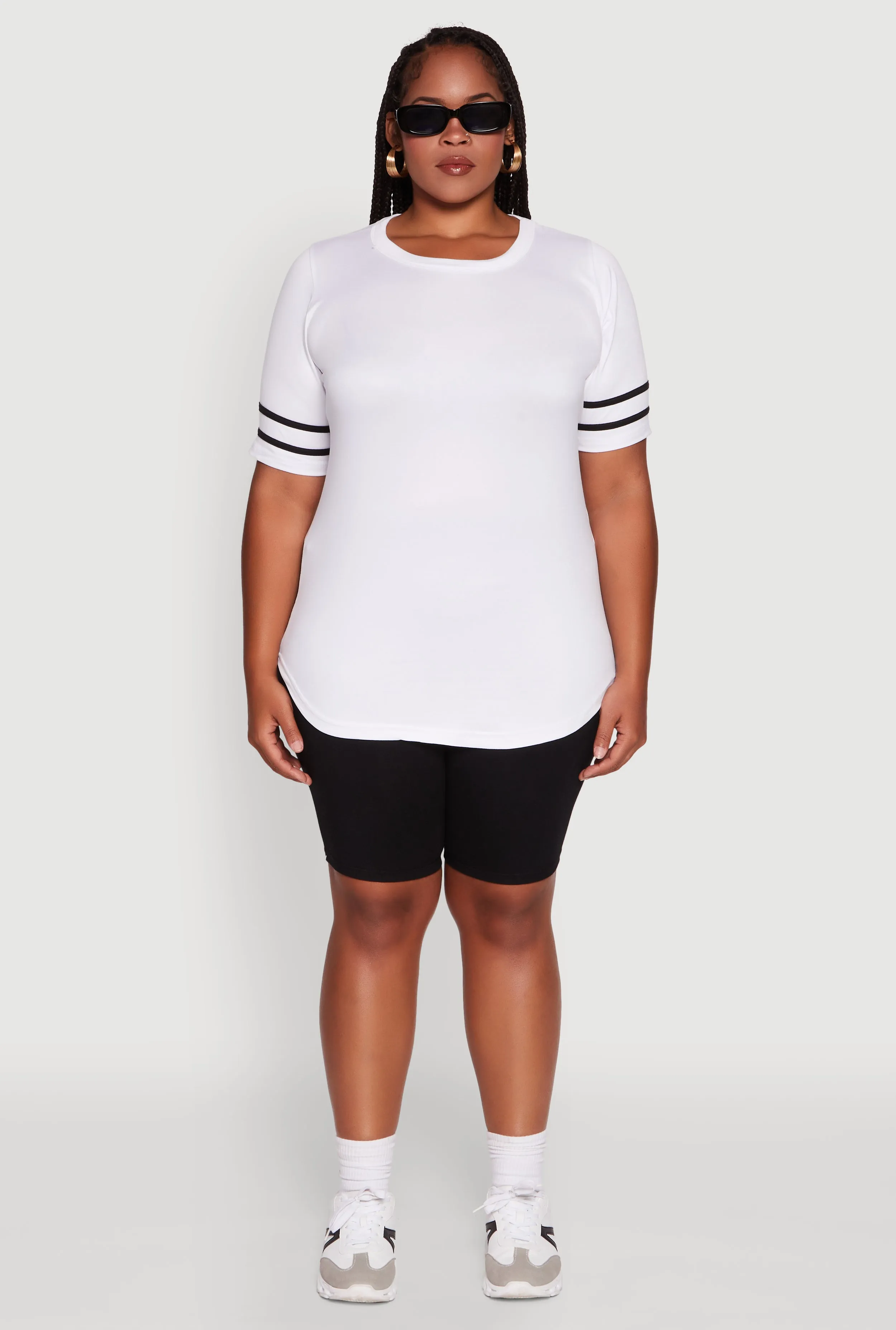 Plus Size Classic Fit Tunic T-Shirt with Varsity Stripes sold by Rainbow product image thumbnail 3