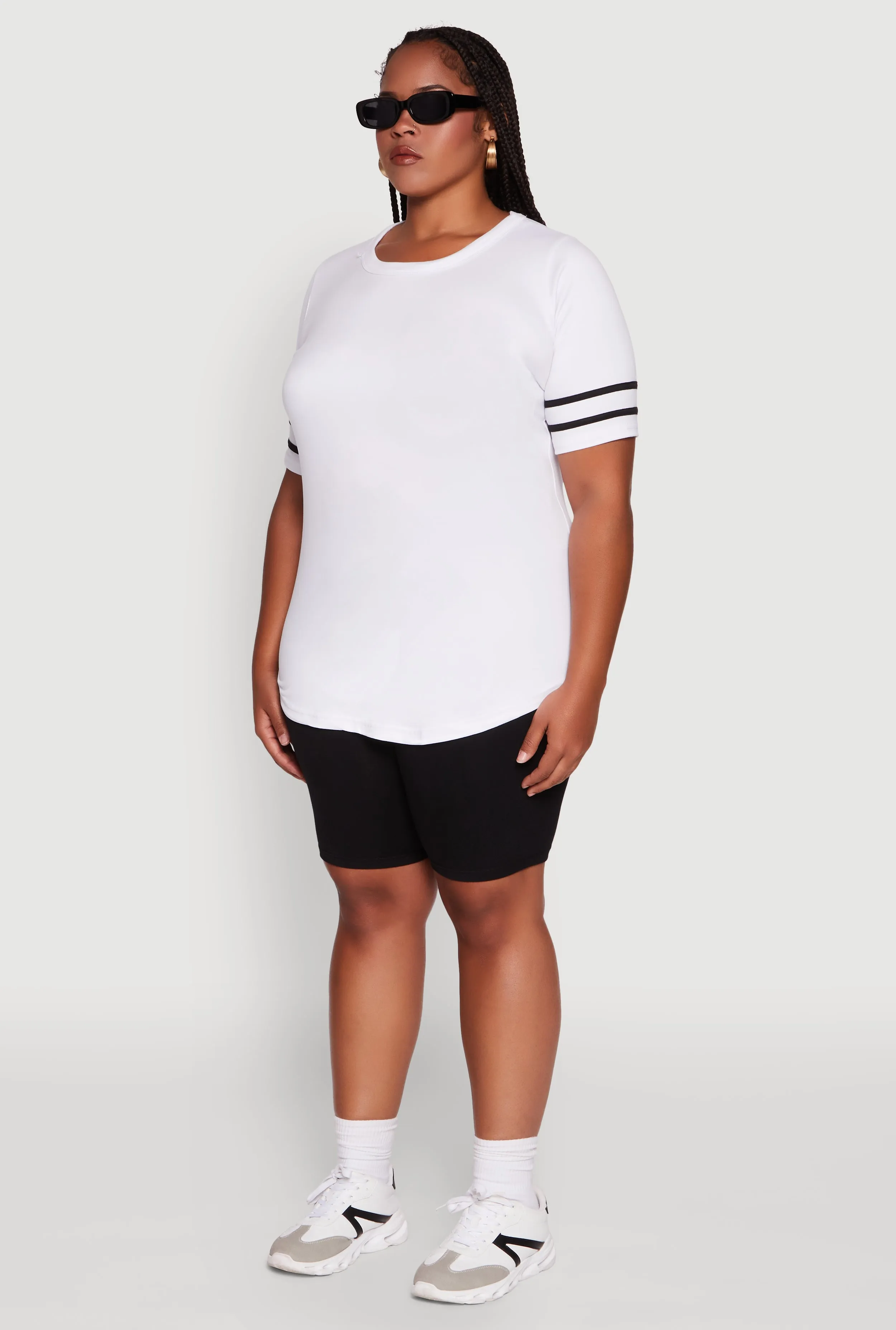 Plus Size Classic Fit Tunic T-Shirt with Varsity Stripes sold by Rainbow product image thumbnail 5