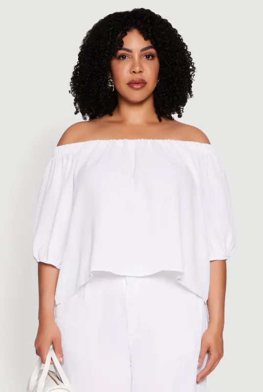 Plus Size Crepe Knit Off The Shoulder Blouse sold by Rainbow