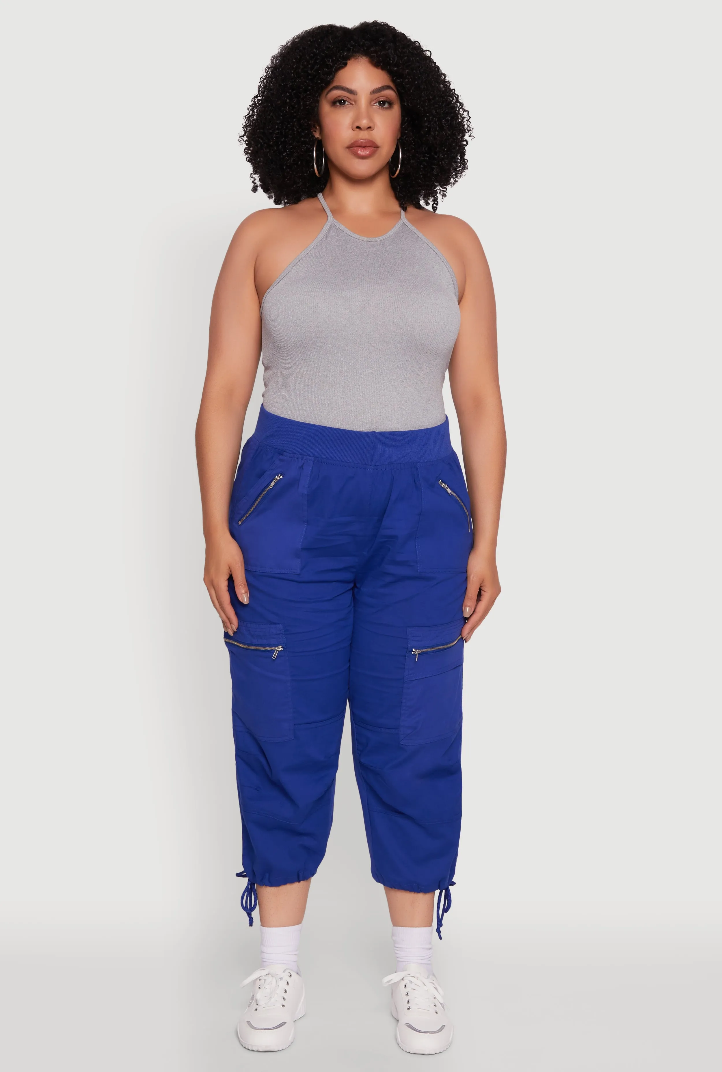 Plus Size Elastic High Waisted Drawstring Hem Capris Pants sold by Rainbow product image thumbnail 2