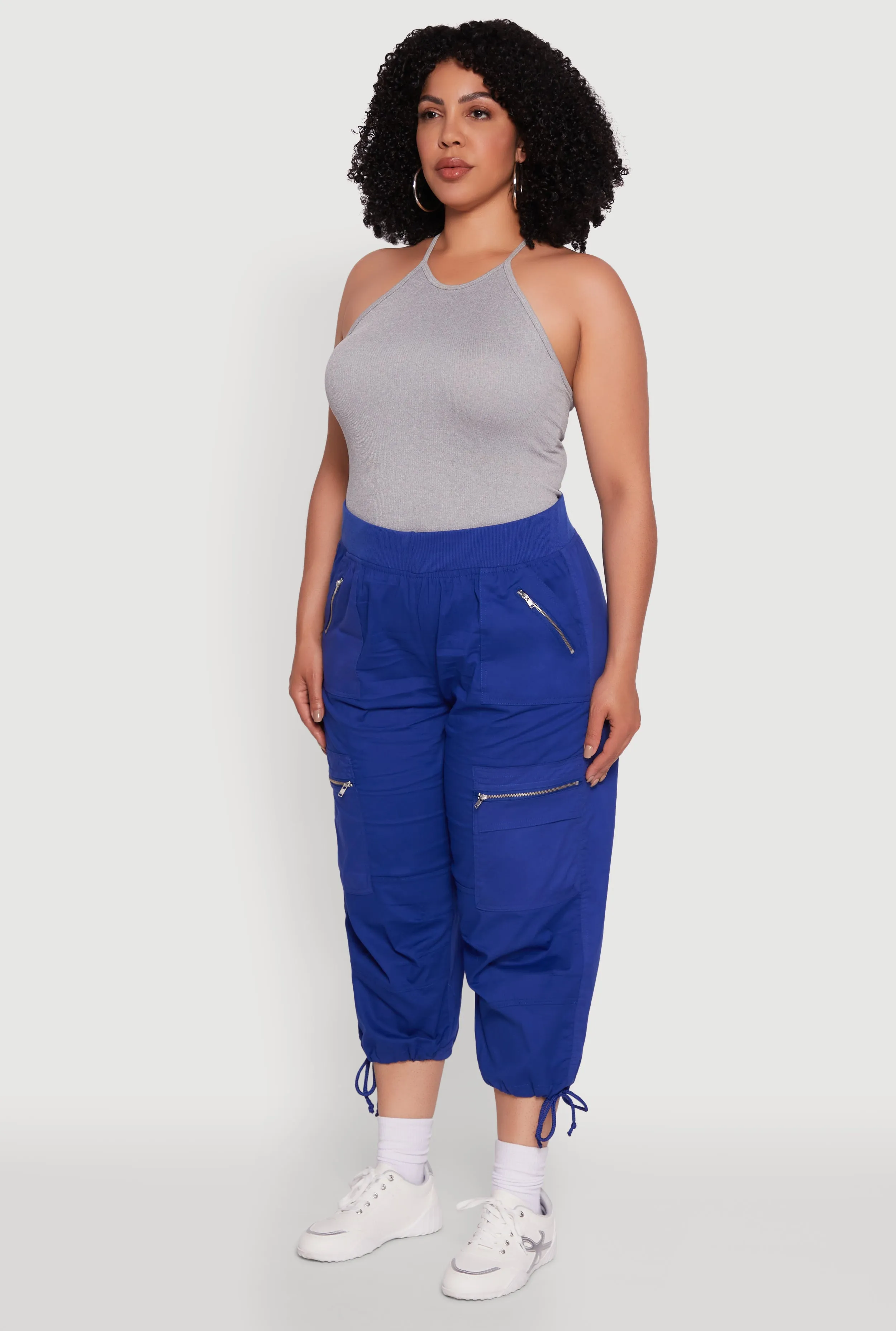Plus Size Elastic High Waisted Drawstring Hem Capris Pants sold by Rainbow product image thumbnail 3