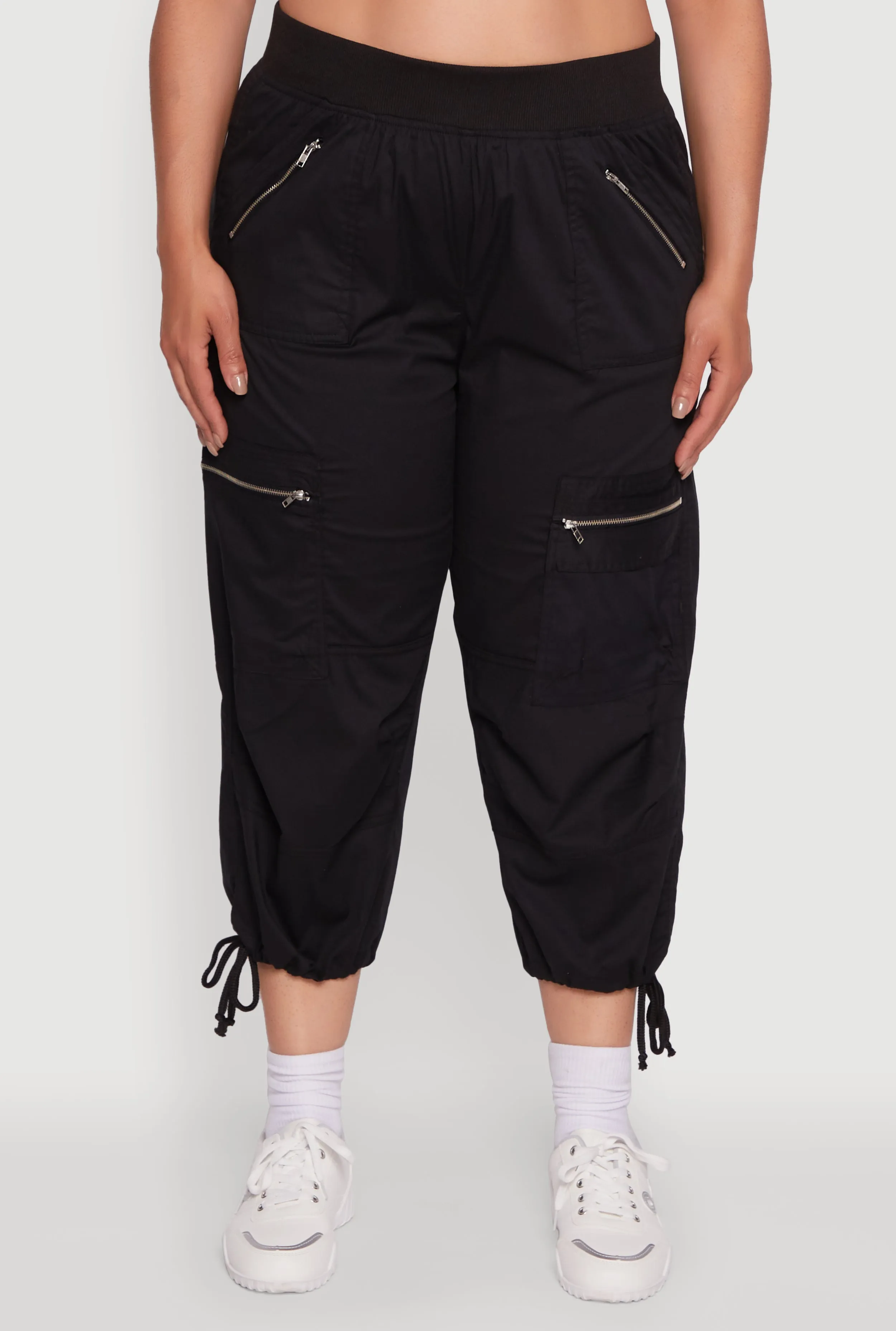 Plus Size Elastic High Waisted Drawstring Hem Capris Pants sold by Rainbow product image thumbnail 5