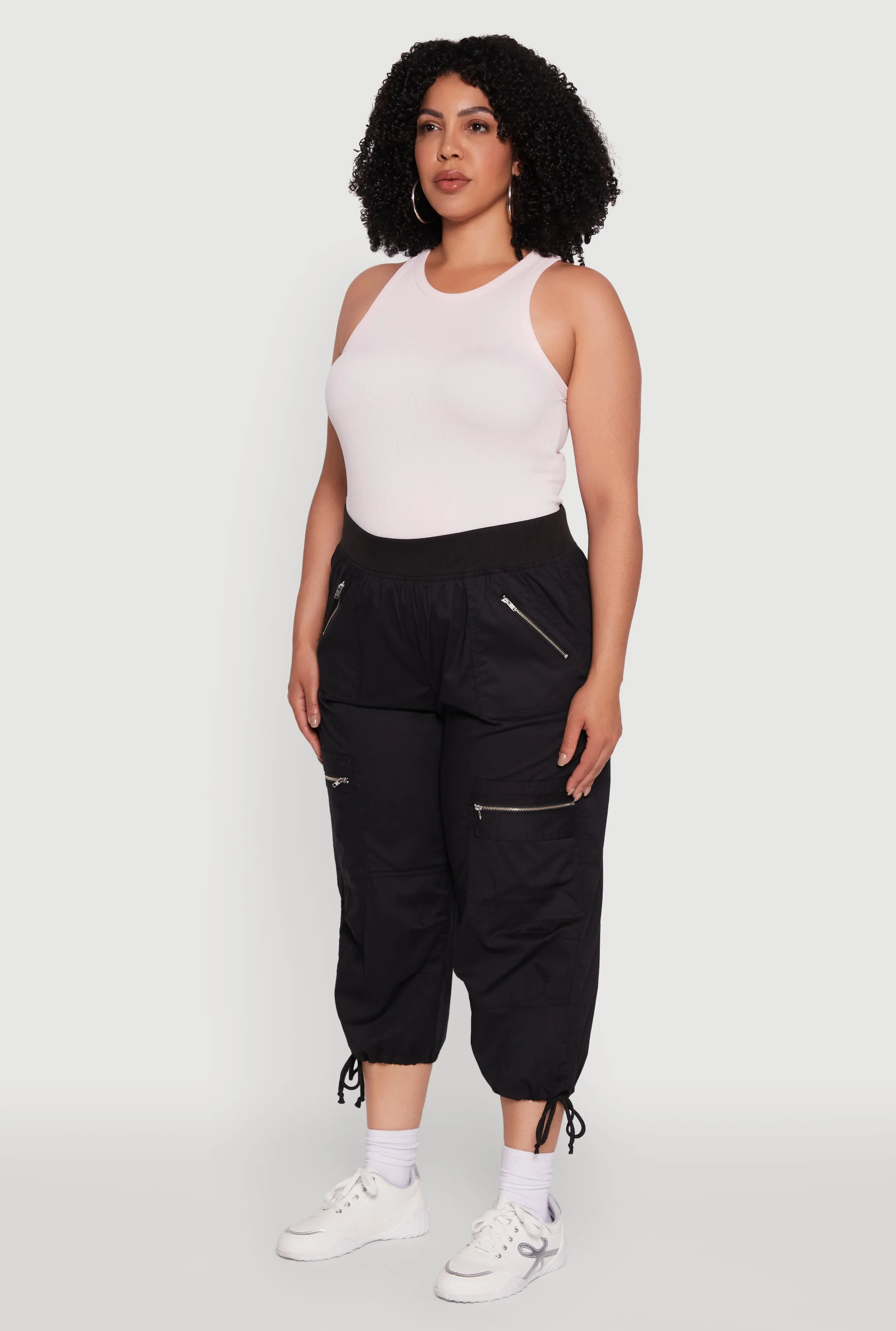 Plus Size Elastic High Waisted Drawstring Hem Capris Pants sold by Rainbow product image thumbnail 3