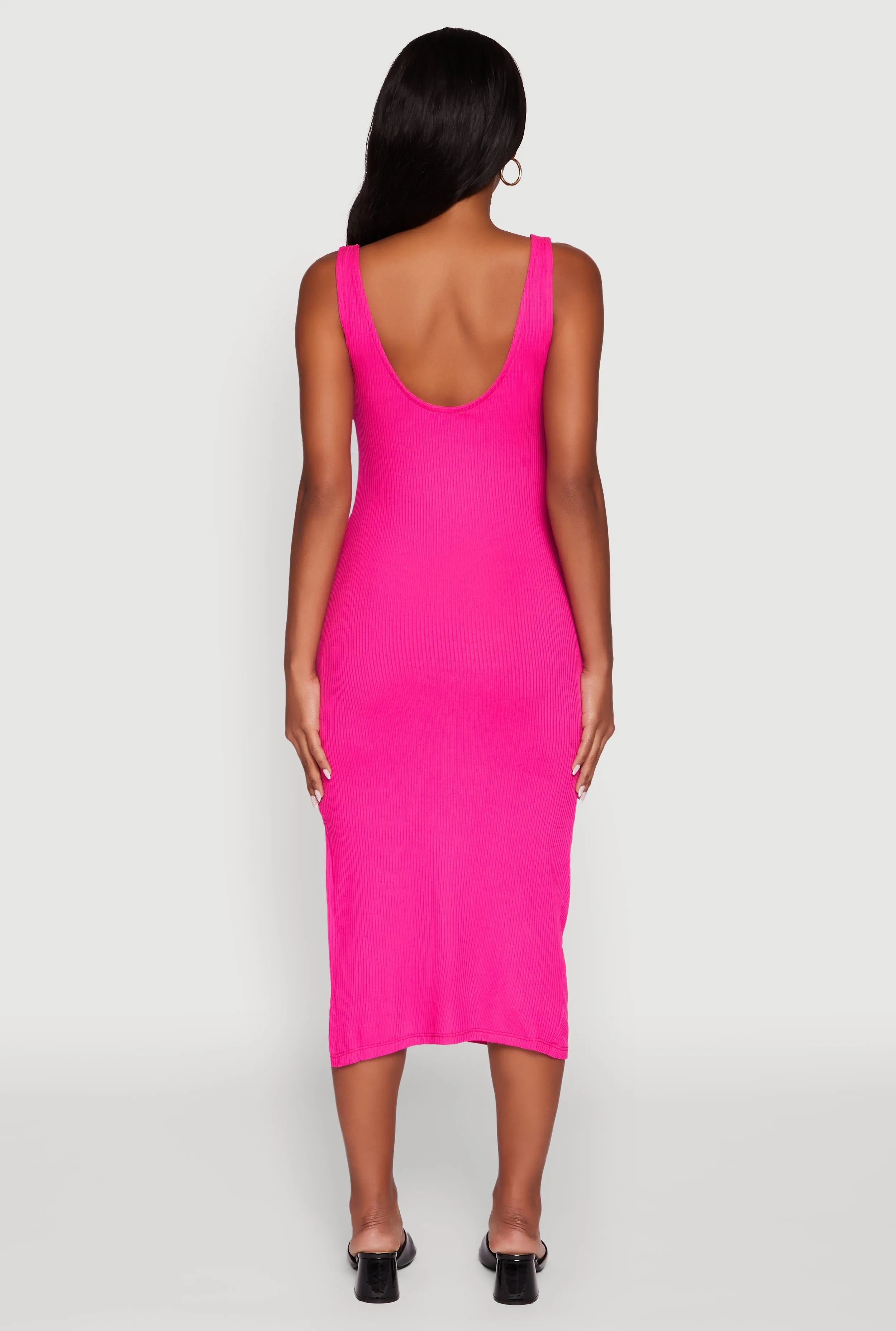 Rib Knit Side Slit Ruched Side Midi Dress sold by Rainbow product image thumbnail 5