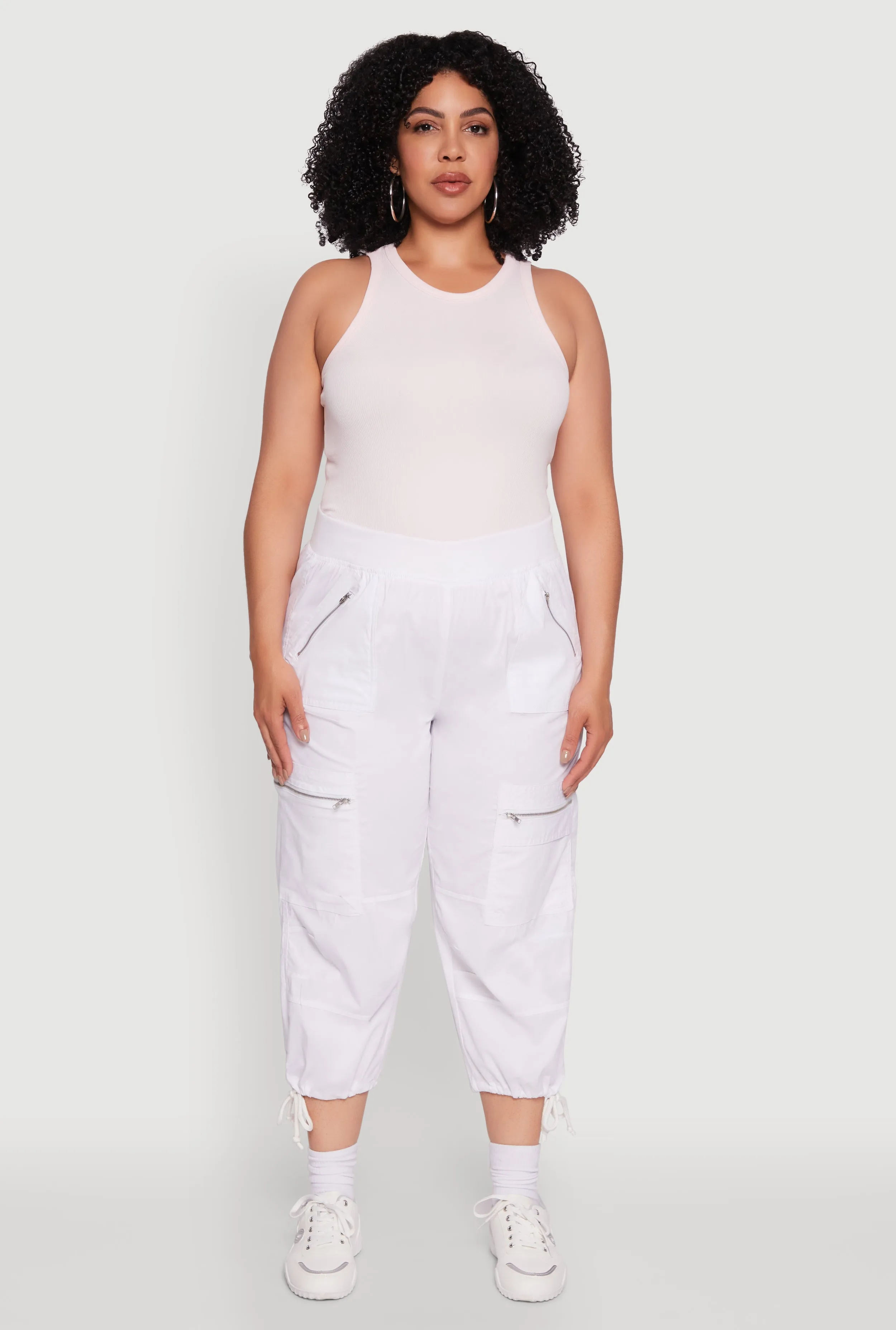 Plus Size Elastic High Waisted Drawstring Hem Capris Pants sold by Rainbow product image thumbnail 2