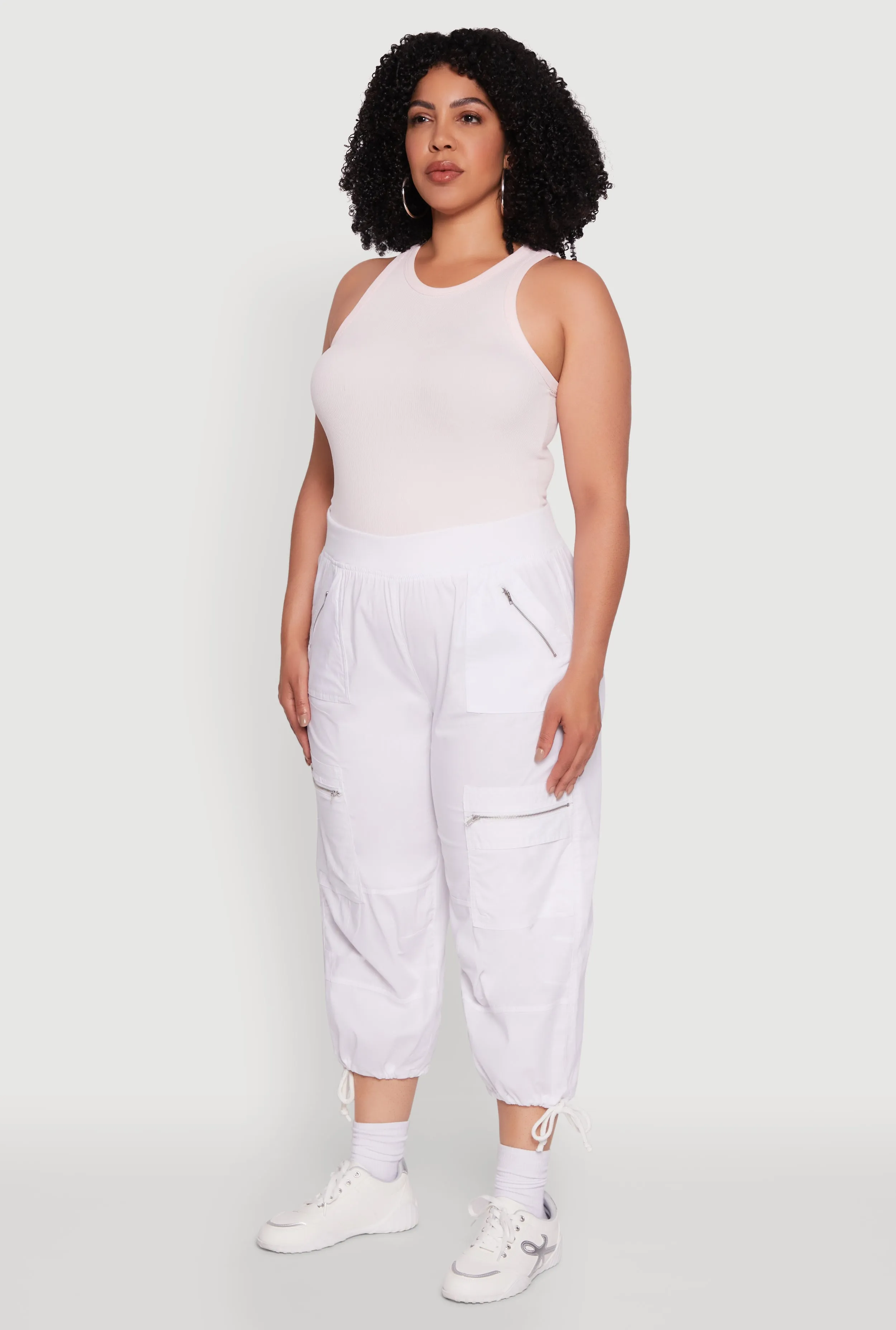 Plus Size Elastic High Waisted Drawstring Hem Capris Pants sold by Rainbow product image thumbnail 3