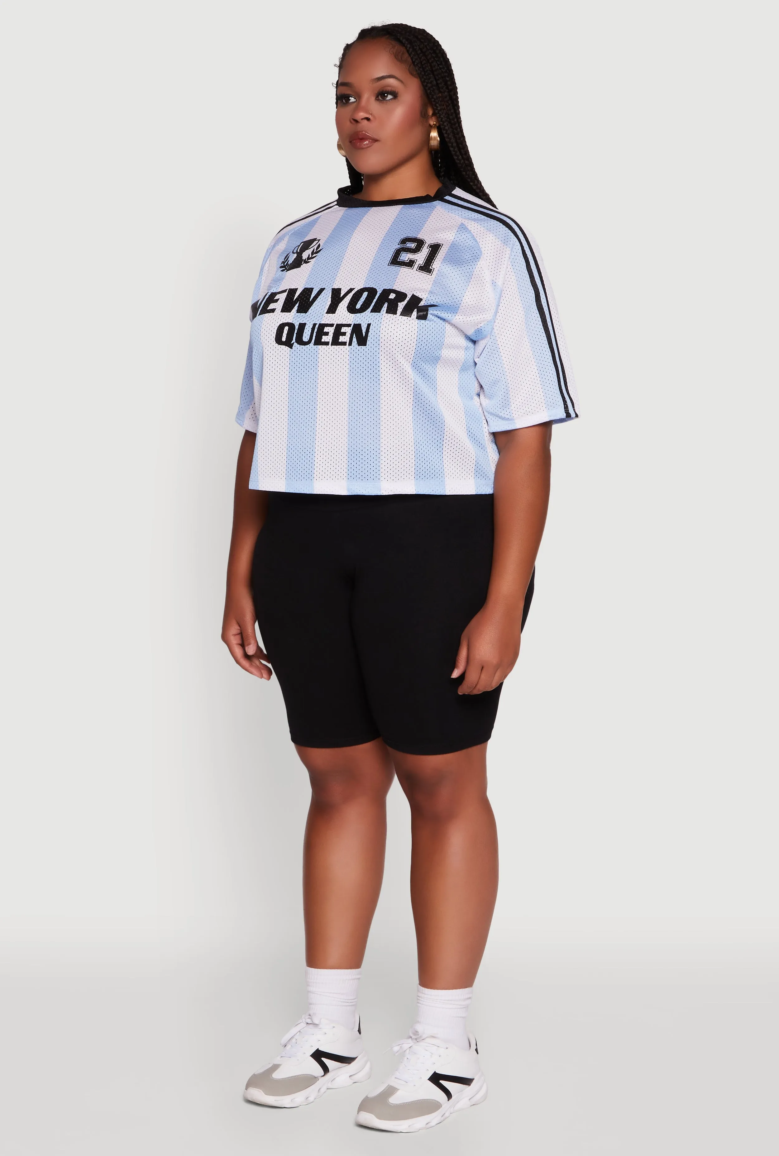 Plus Size Cropped New York Queen Graphic Tee sold by Rainbow product image thumbnail 5