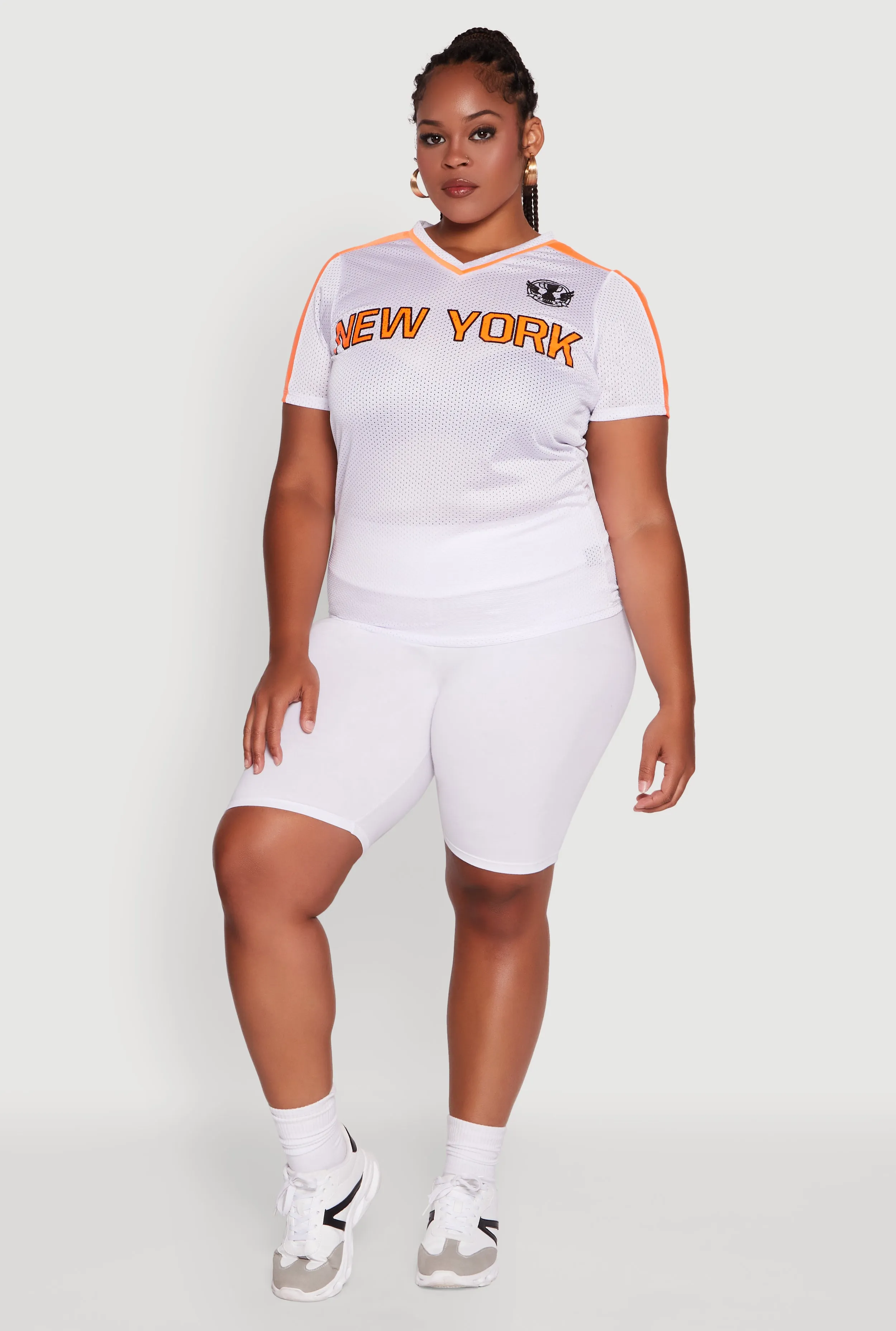 Plus Size Trendy V-Neck New York Graphic Jersey sold by Rainbow