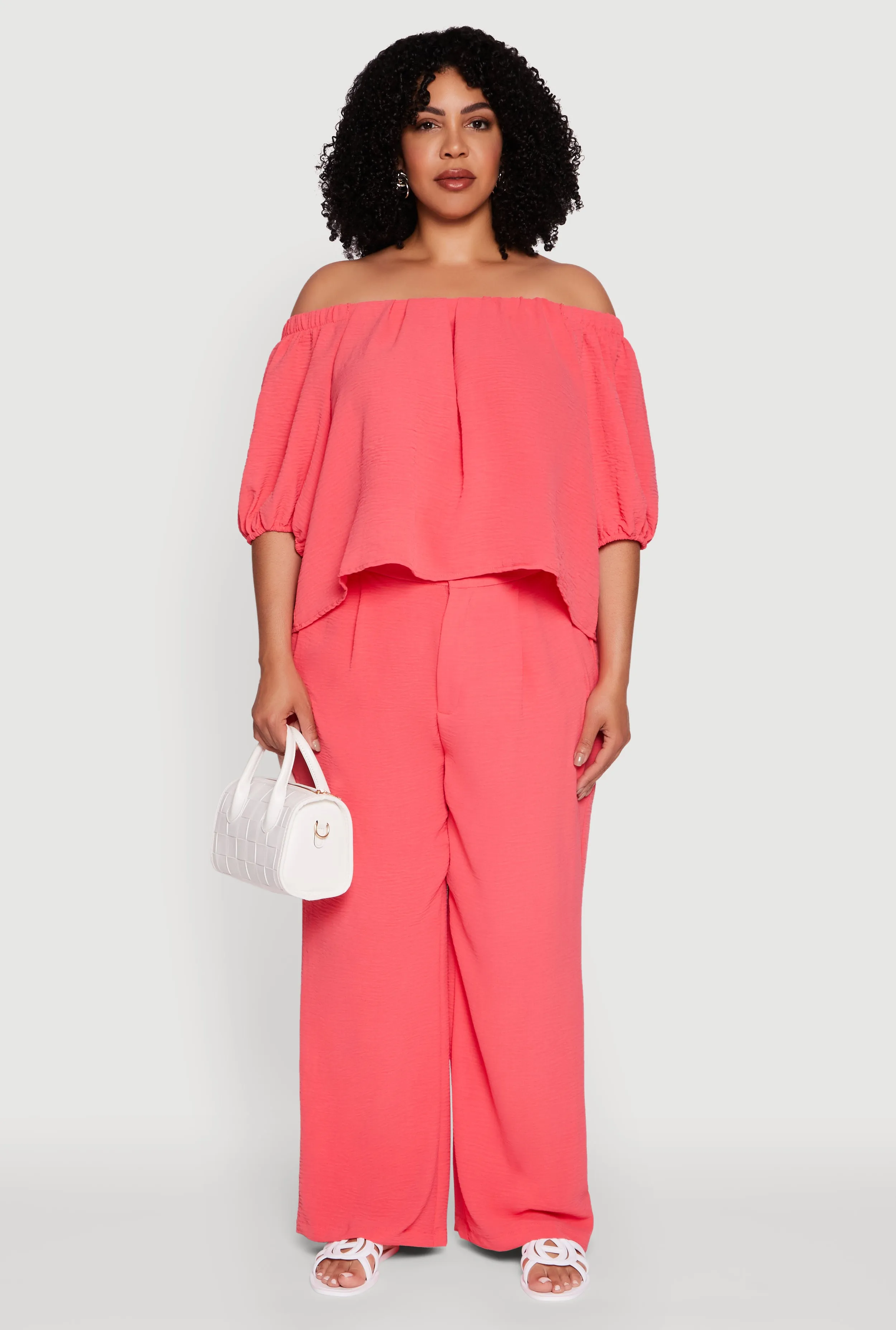 Plus Size Crepe Knit High Waisted Wide Leg Pants sold by Rainbow product image thumbnail 2