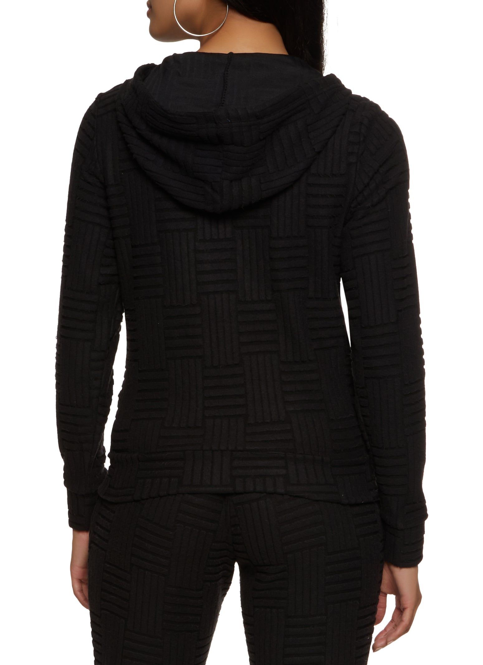 Textured Knit Zip Front Hoodie sold by Rainbow product image thumbnail 3