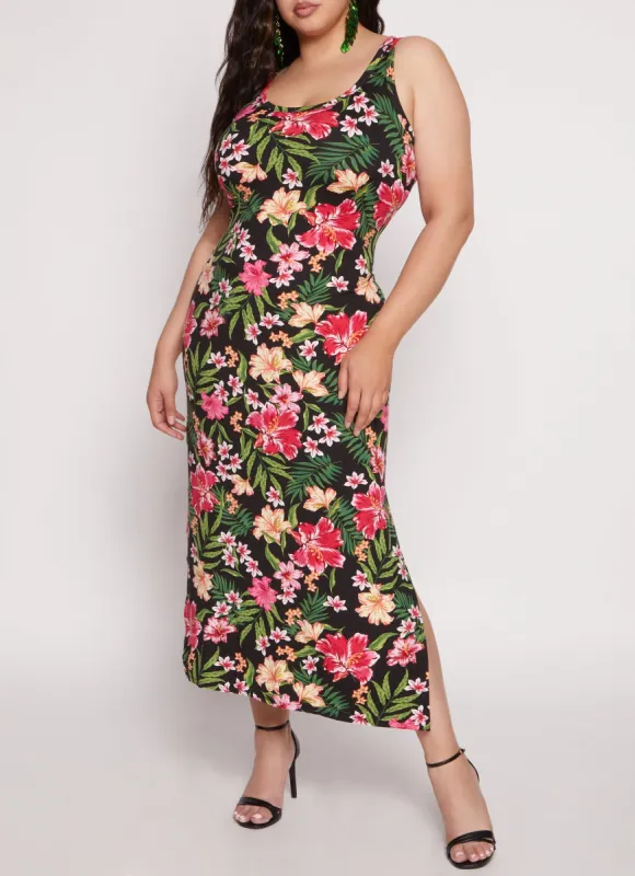 Plus Size Tropical Print Tank Dress sold by Rainbow