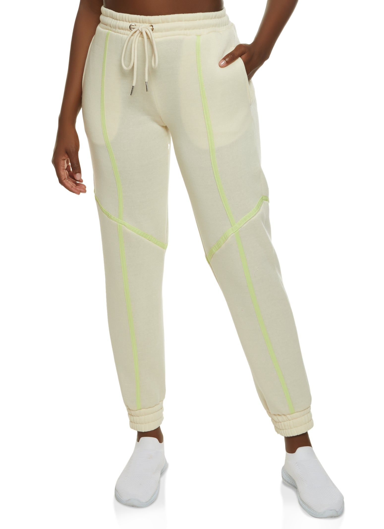 Contrast Piping Drawstring Joggers sold by Rainbow