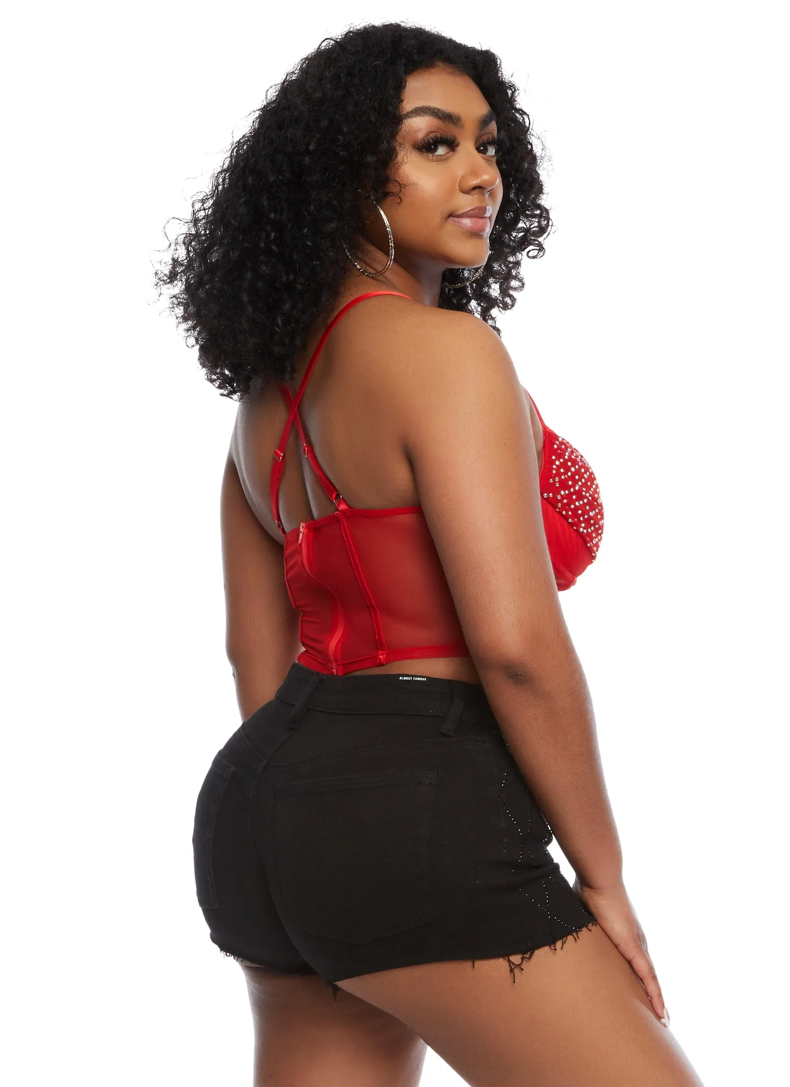 Mesh Rhinestone Bustier Crop Top sold by Rainbow product image thumbnail 3