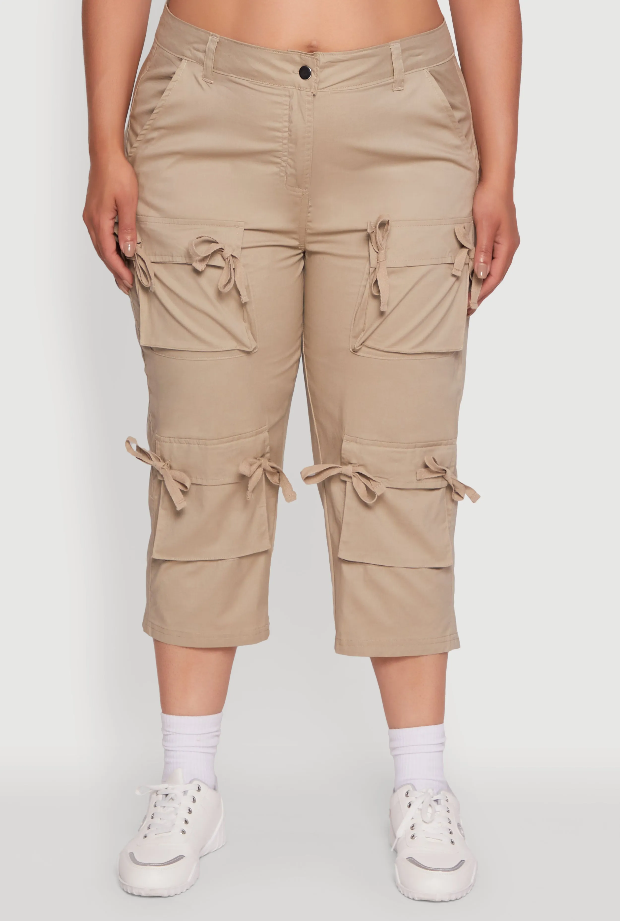 Plus Size Poplin Bow Cargo Capri Pants sold by Rainbow product image thumbnail 5