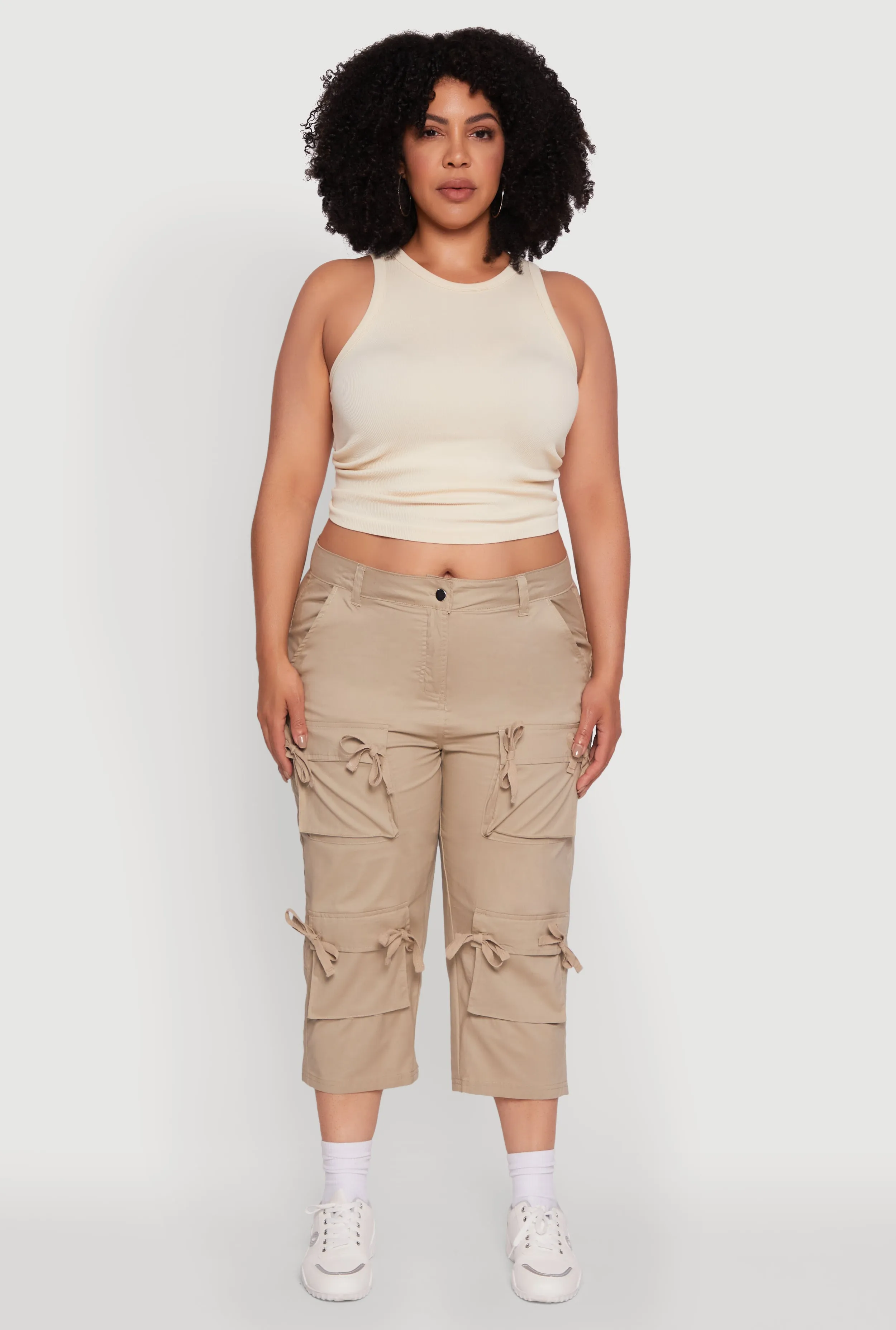 Plus Size Poplin Bow Cargo Capri Pants sold by Rainbow product image thumbnail 2