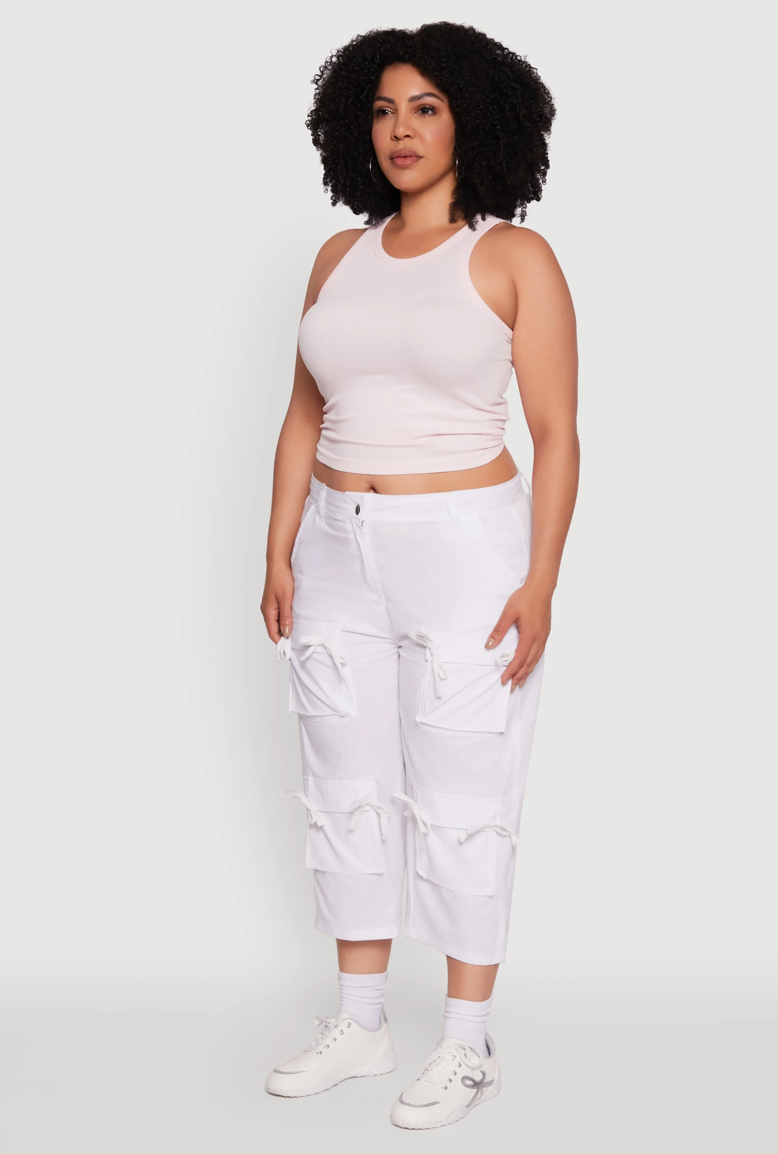 Plus Size Poplin Bow Cargo Capri Pants sold by Rainbow product image thumbnail 3