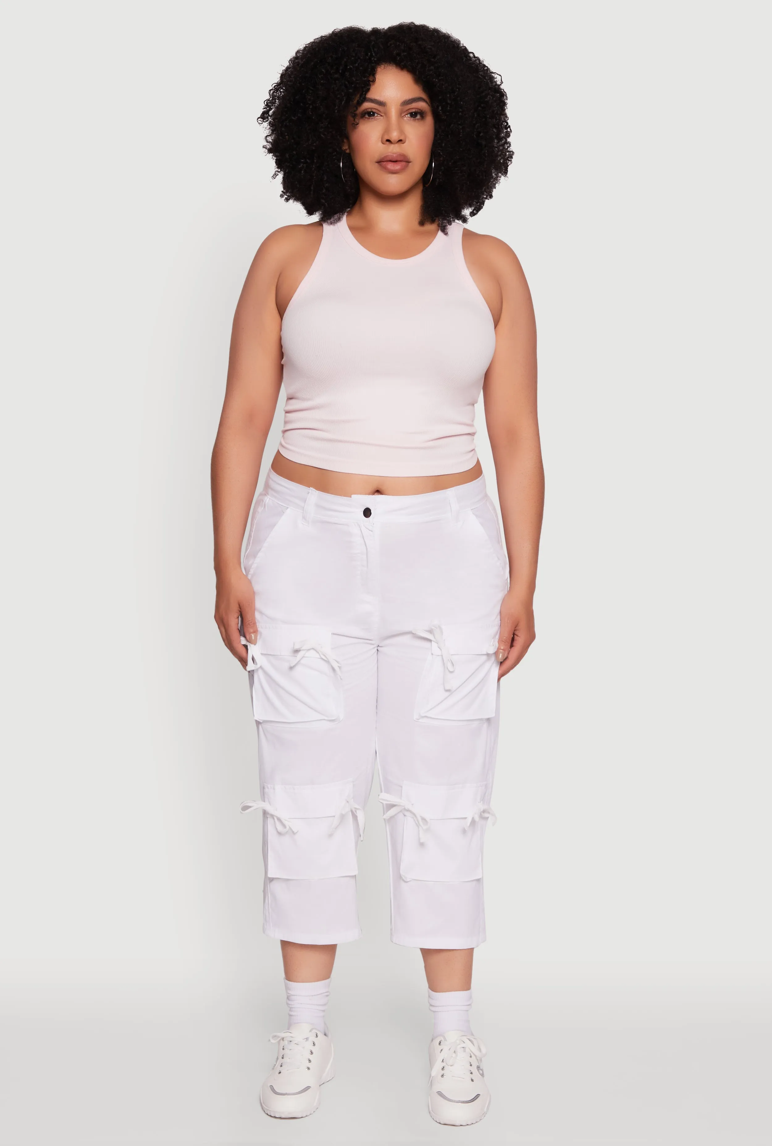 Plus Size Poplin Bow Cargo Capri Pants sold by Rainbow product image thumbnail 2