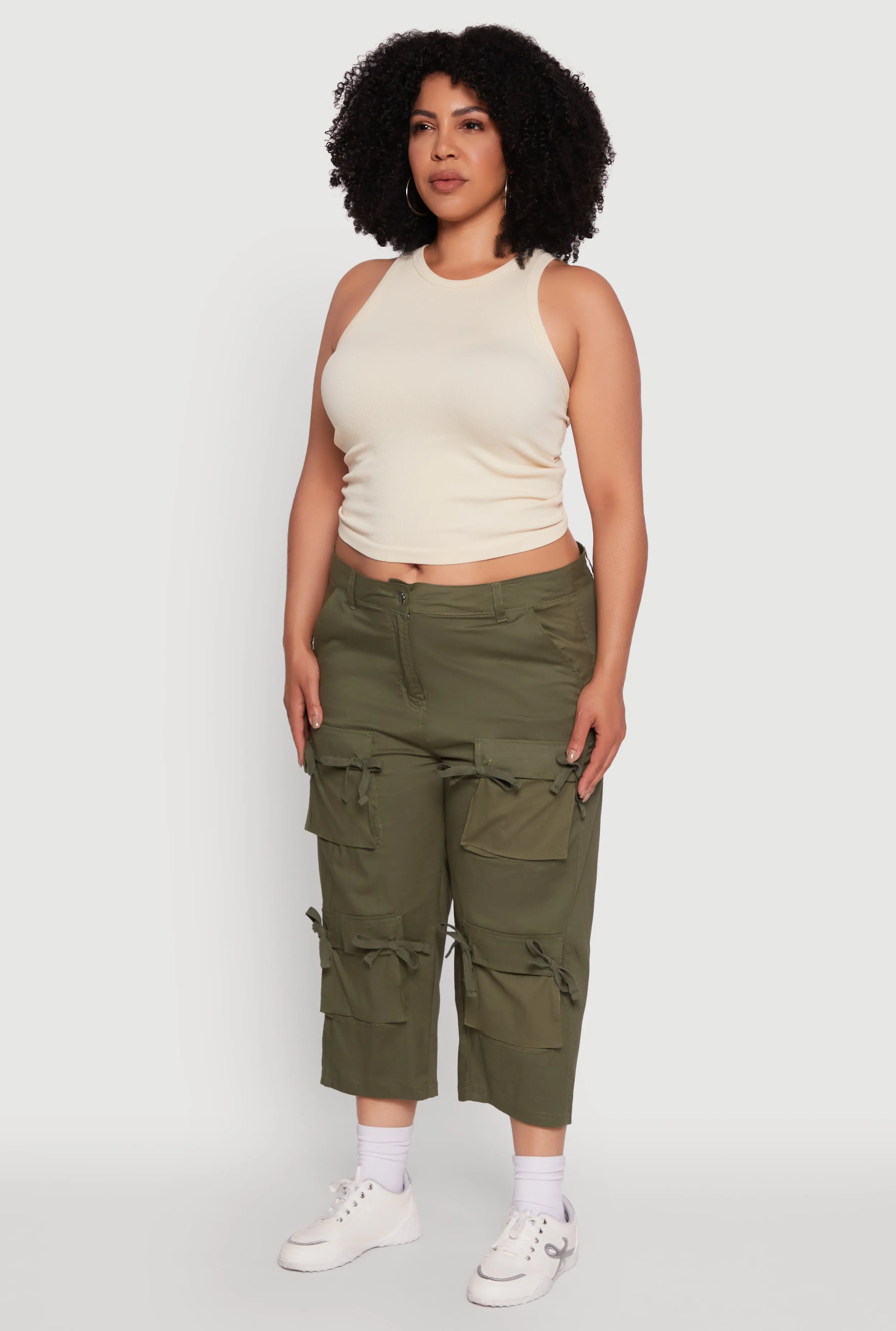 Plus Size Poplin Bow Cargo Capri Pants sold by Rainbow product image thumbnail 3