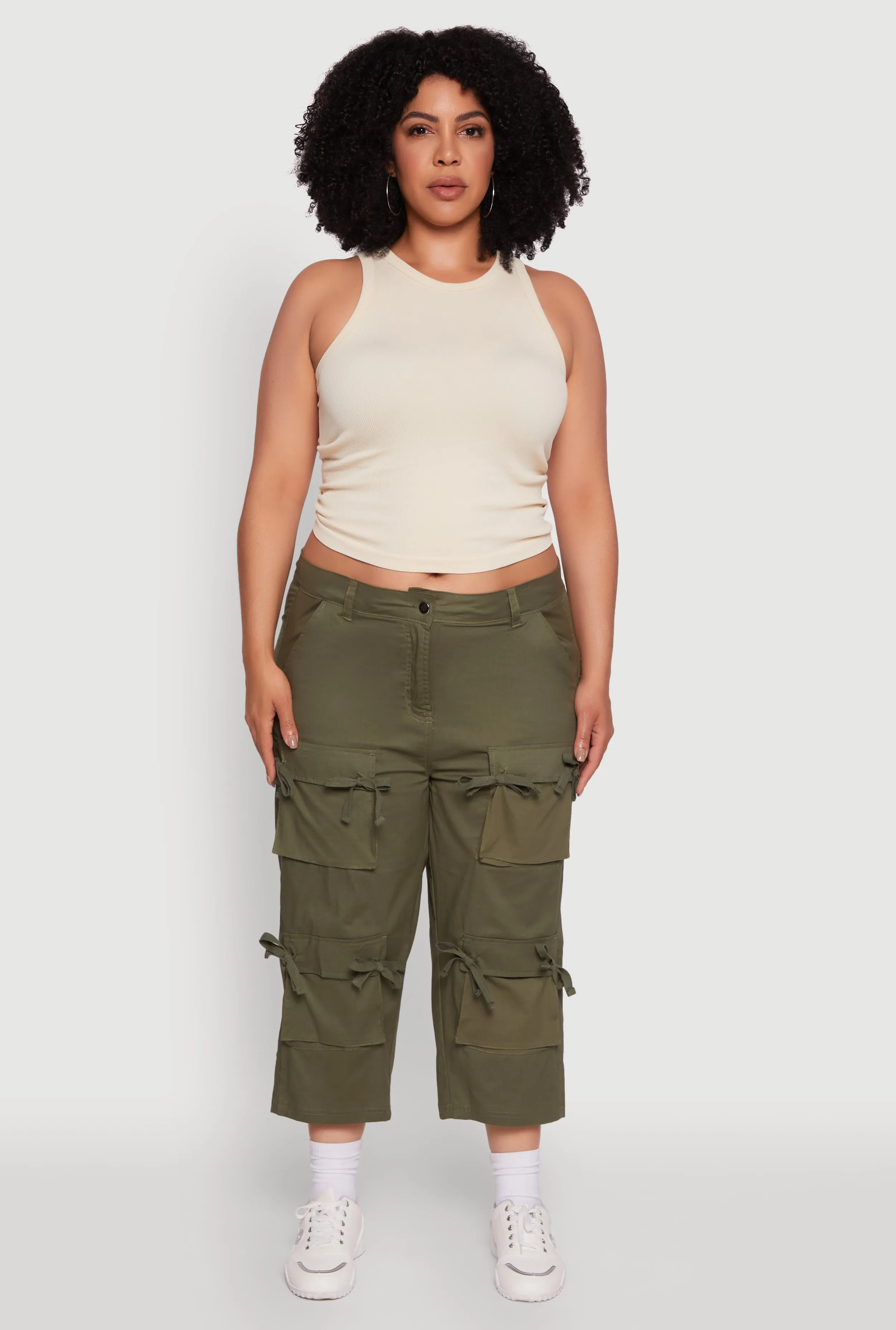 Plus Size Poplin Bow Cargo Capri Pants sold by Rainbow product image thumbnail 2